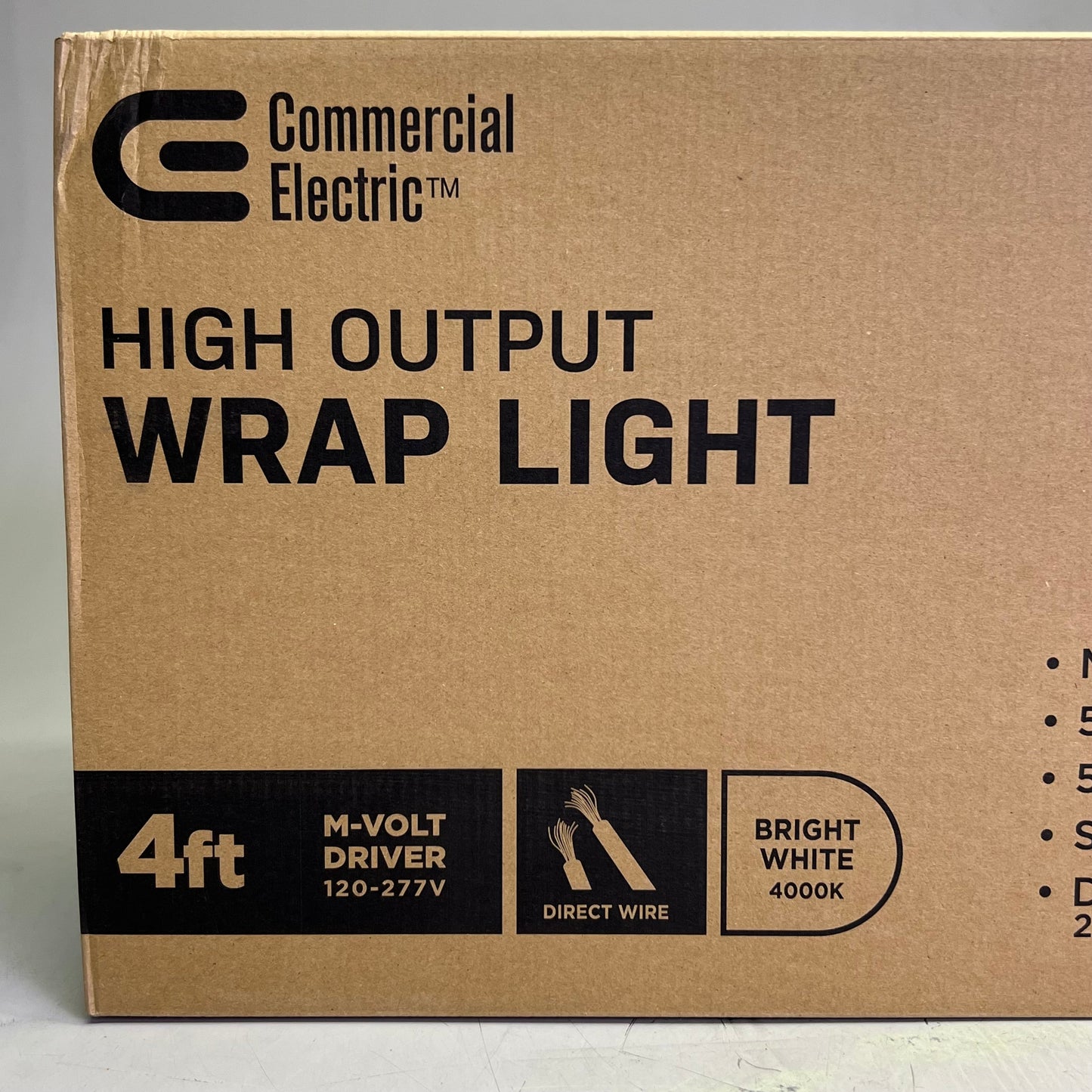 COMMERCIAL ELECTRIC High Output Wrapround Light 4ft, White 1001820735