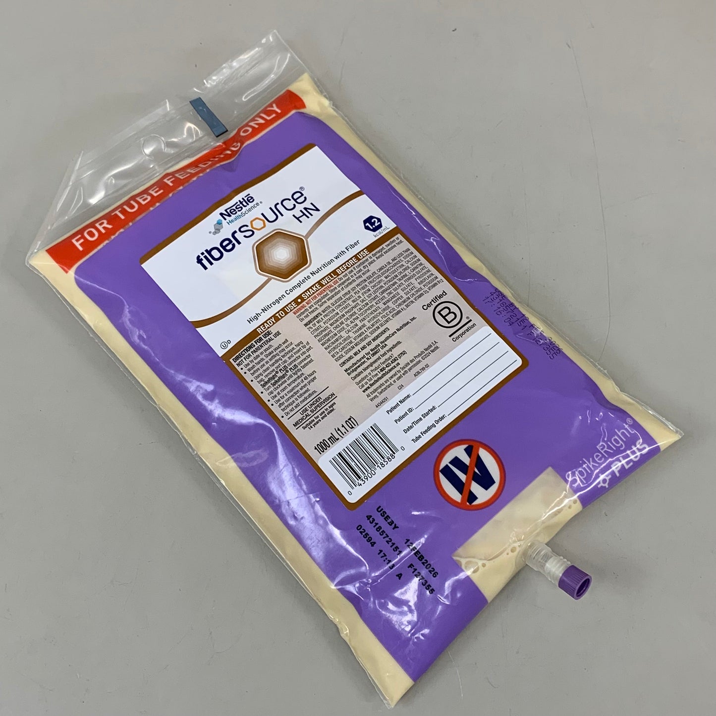 NESTLE (6 PACK) FiberSource HN Unflavored High-Nitrogen Feeding Tube 1 L BB 02/26