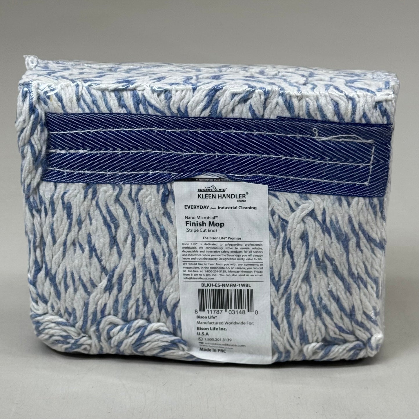 BISON LIFE (10 PACK) Nano Microbial Finish Mop Strip Cut End 1.25" BLKHESNMFM