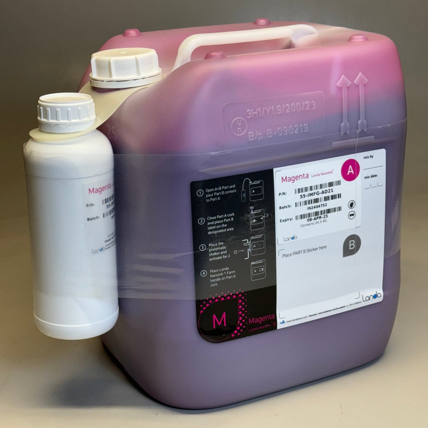 LANDA NANOINK Magenta Ink 25 Lit 6.6 Gallon Parts A & B 55-IMFG-AD21 BB04/25