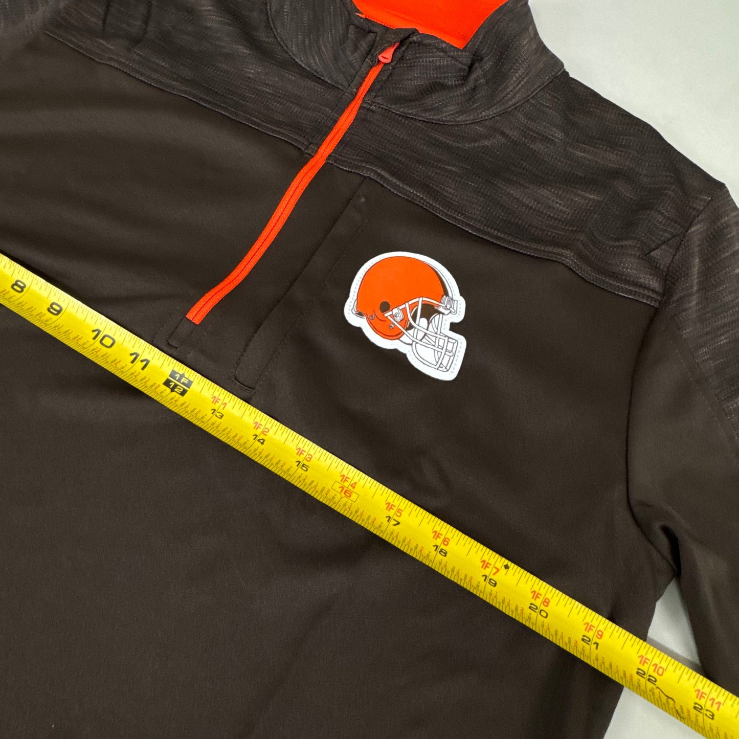 NFL Cleveland Browns Quarter Zip Pullover Shirt Long Sleeve L Brown 1802969