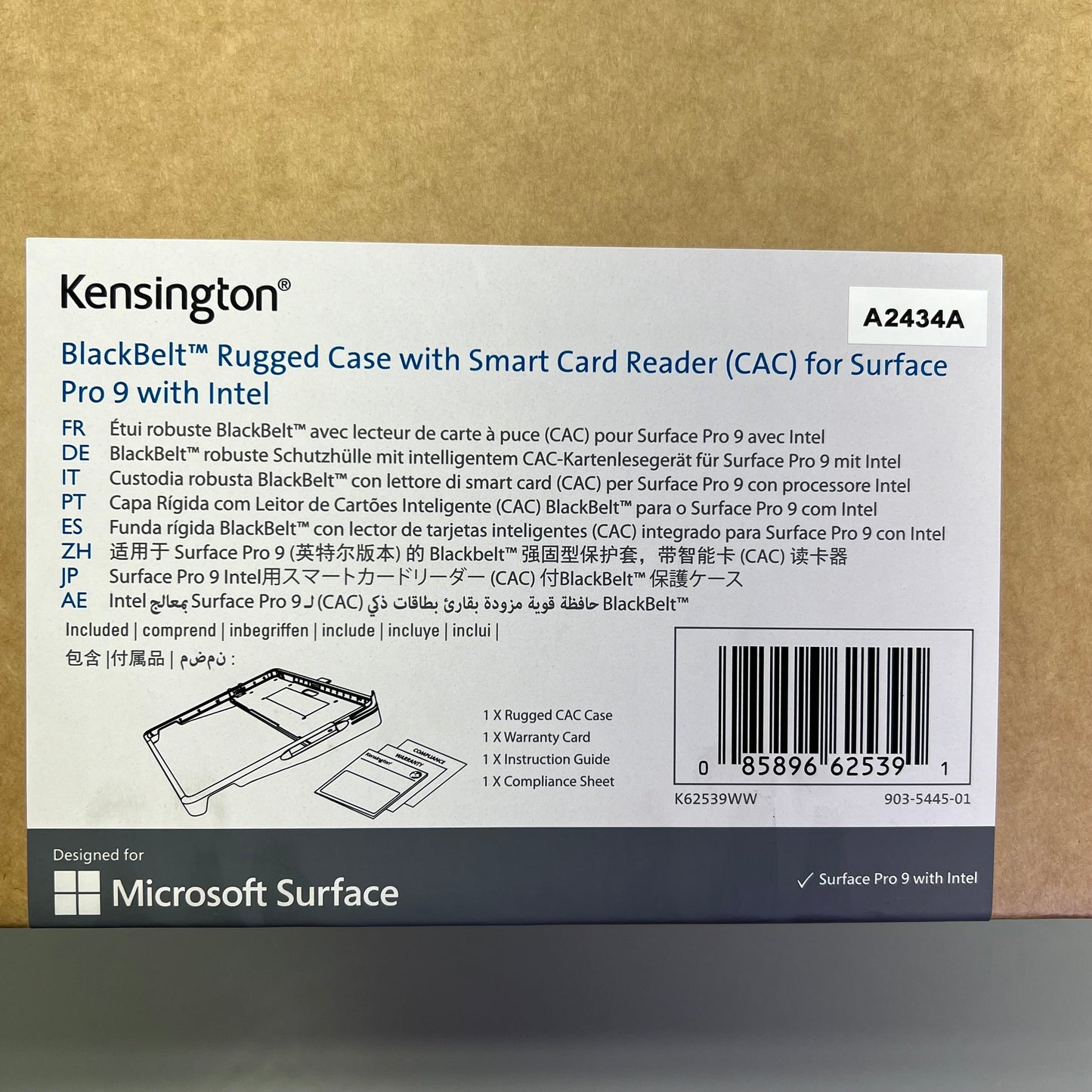KENSINGTON  Blackbelt Rugged Case W/ CAC Reader For Surface Pro 9 K62539WW