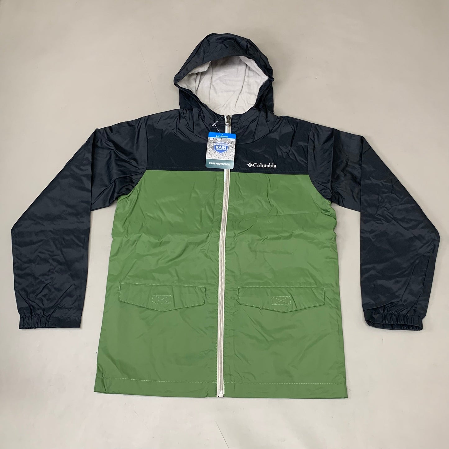 COLUMBIA Rain-Zilla Fleece Lined Jacket Unisex Youth Sz L Black Canteen RB3418-008