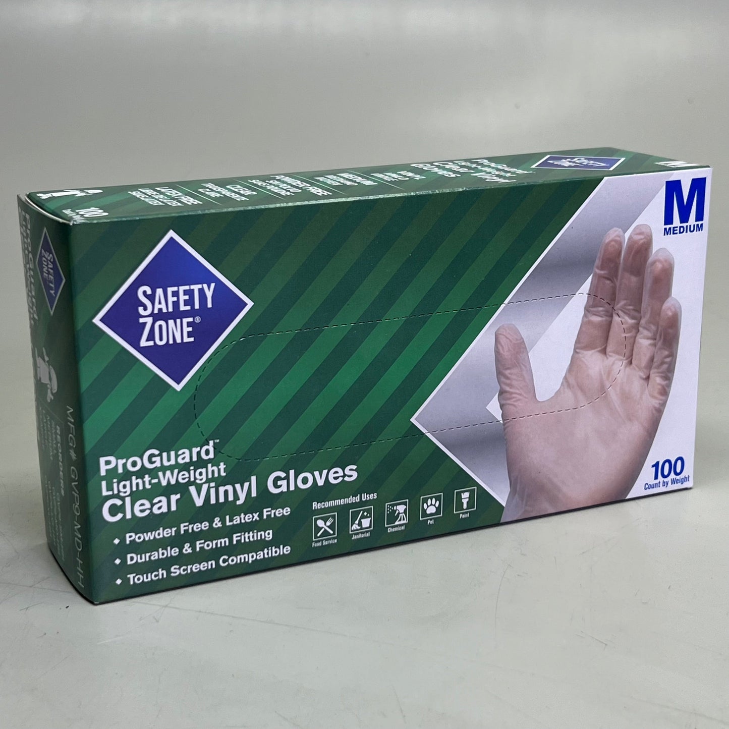 SAFETY ZONE (2 PACK of 100 Gloves) Clear Vinyl Gloves Sz M, GVP9-MD-HH