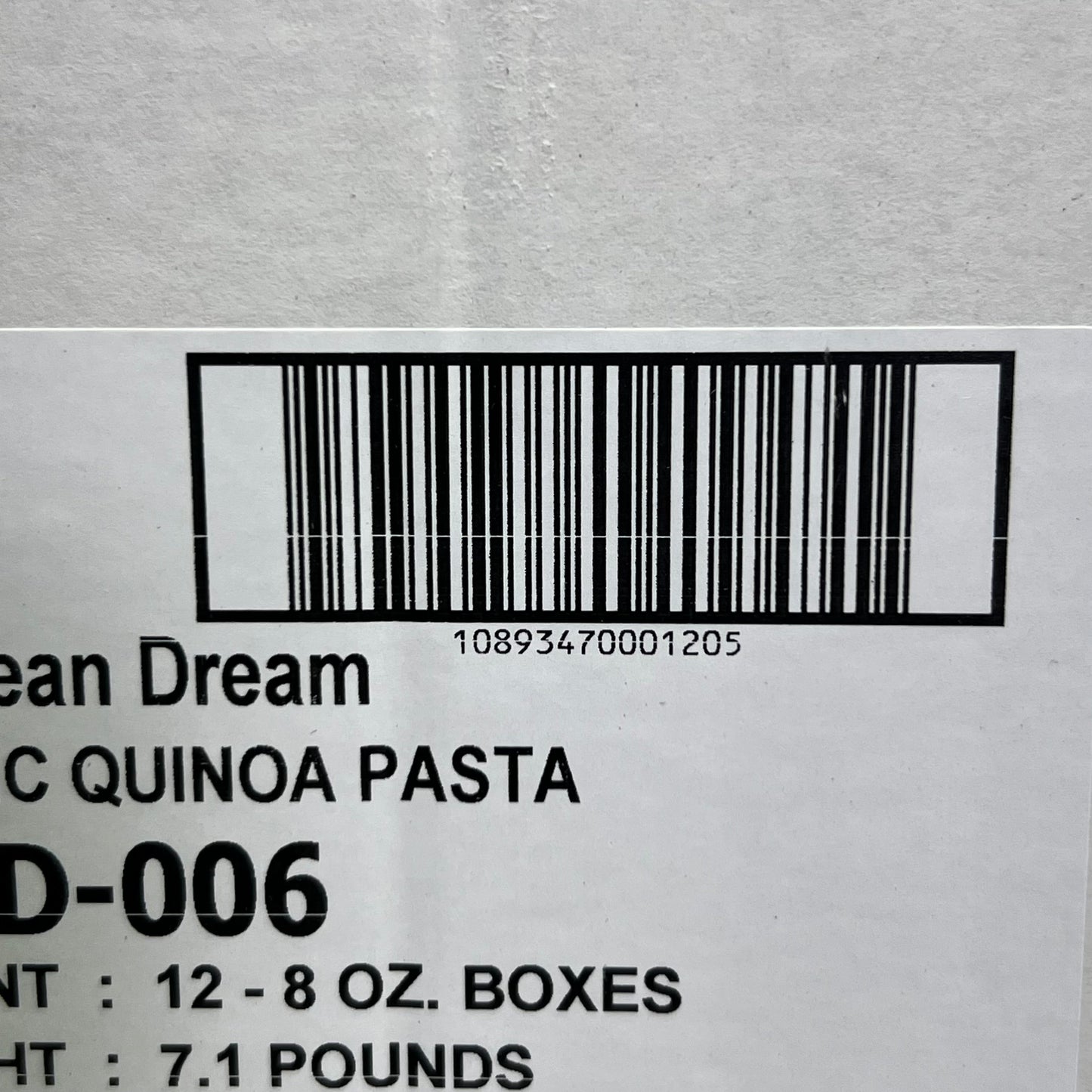 ANDEAN DREAM (12 Pack) Organic Quinoa Pasta 8 oz/Box AD-006 BB 05/27
