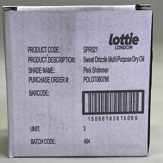 LOTTIE LONDON (3 PACK) Sweet Drizzle Body Oil 1.69 fl oz "Pink Shimmer" SPR021