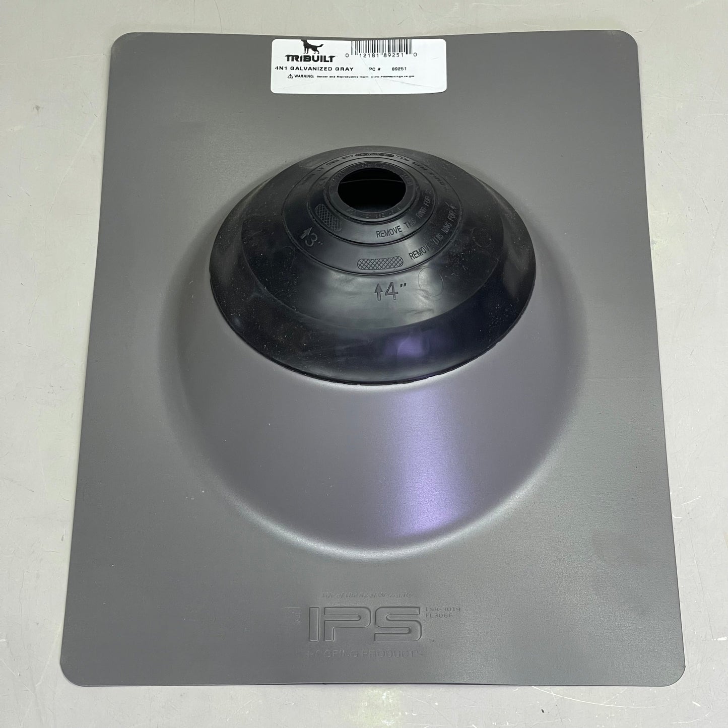 TRIBUILT 4N1 Galvanized Roof Flashing 12" x 16" Base Grey 89251