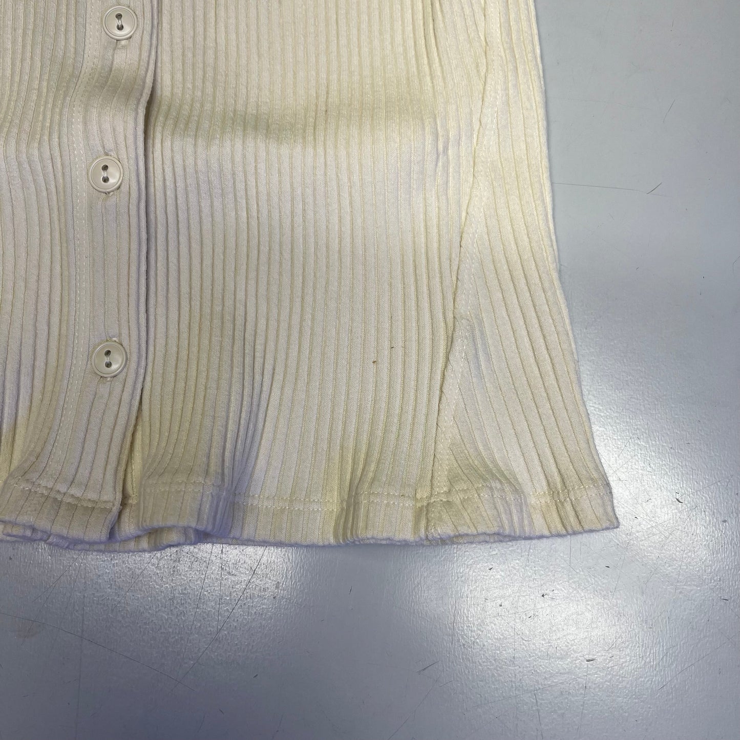 FREE PEOPLE Ribbed Cap Sleeve Most Wanted Cardi Women's Sz L Ivory 92736032