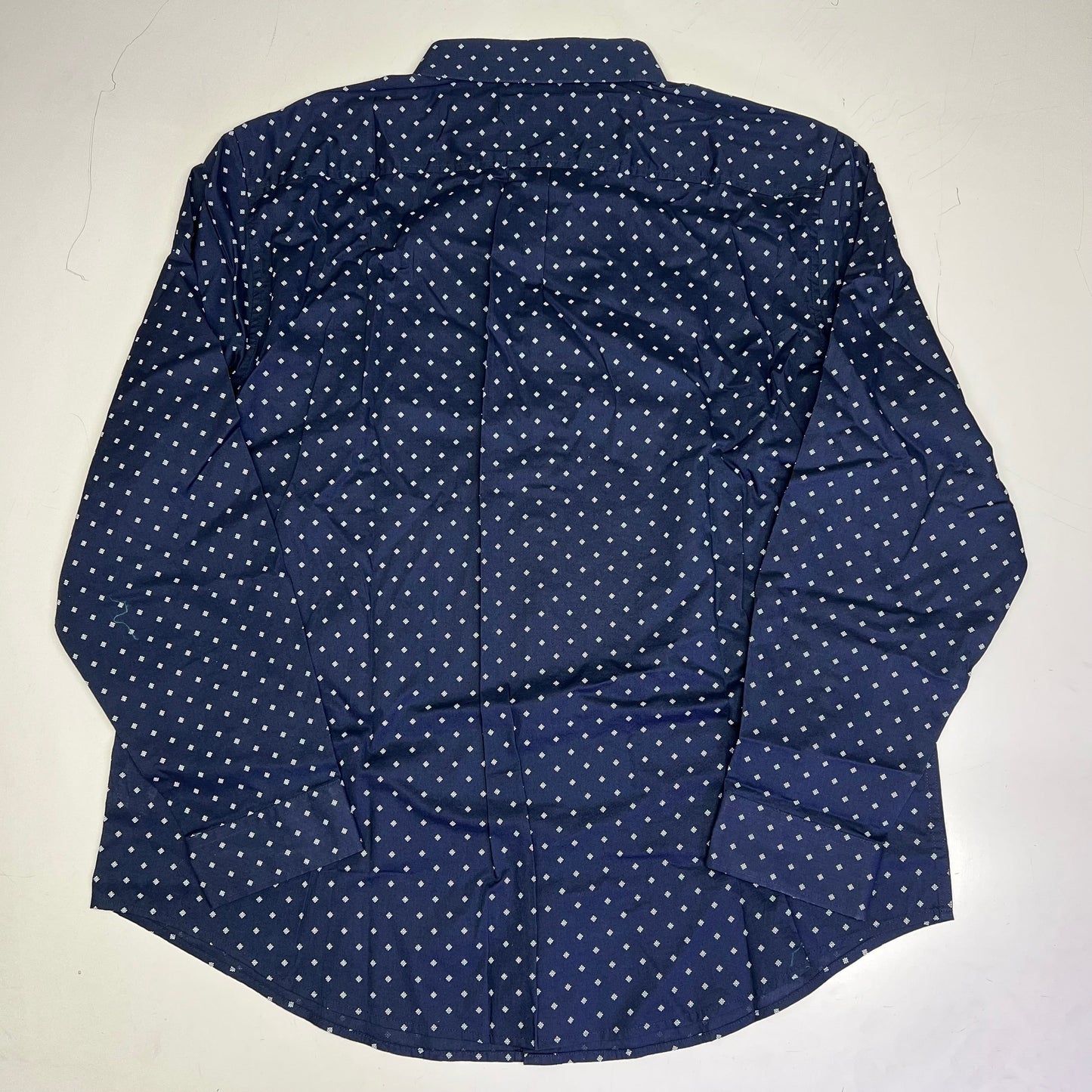 DOCKERS Stain Defender Button Up Shirt Daisy Pattern Men's Sz XL Navy Blue