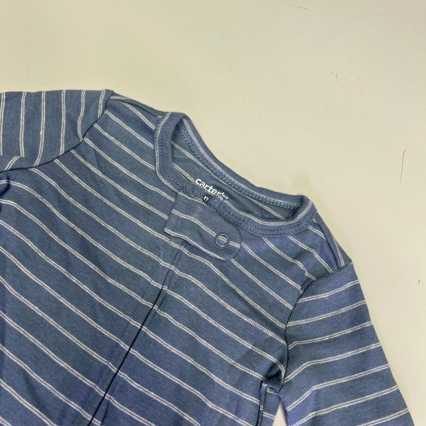 CARTERS (SET OF 2) Soft Farmhouse Pattern One Body Suit Baby Boy Sz 3M Blue/White