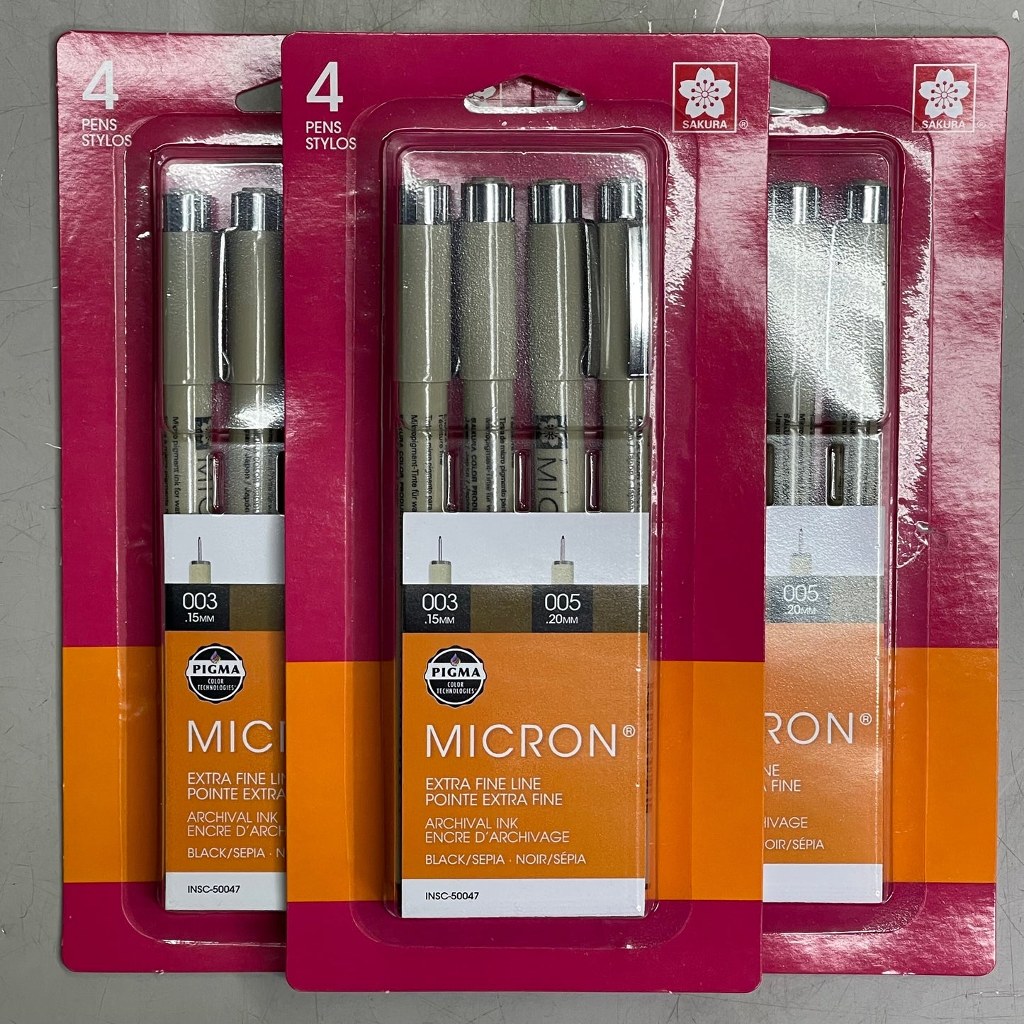 SAKURA (3-PACK) Pigma Micron Pens 0.15mm & 0.20mm Black/Sepia 50047