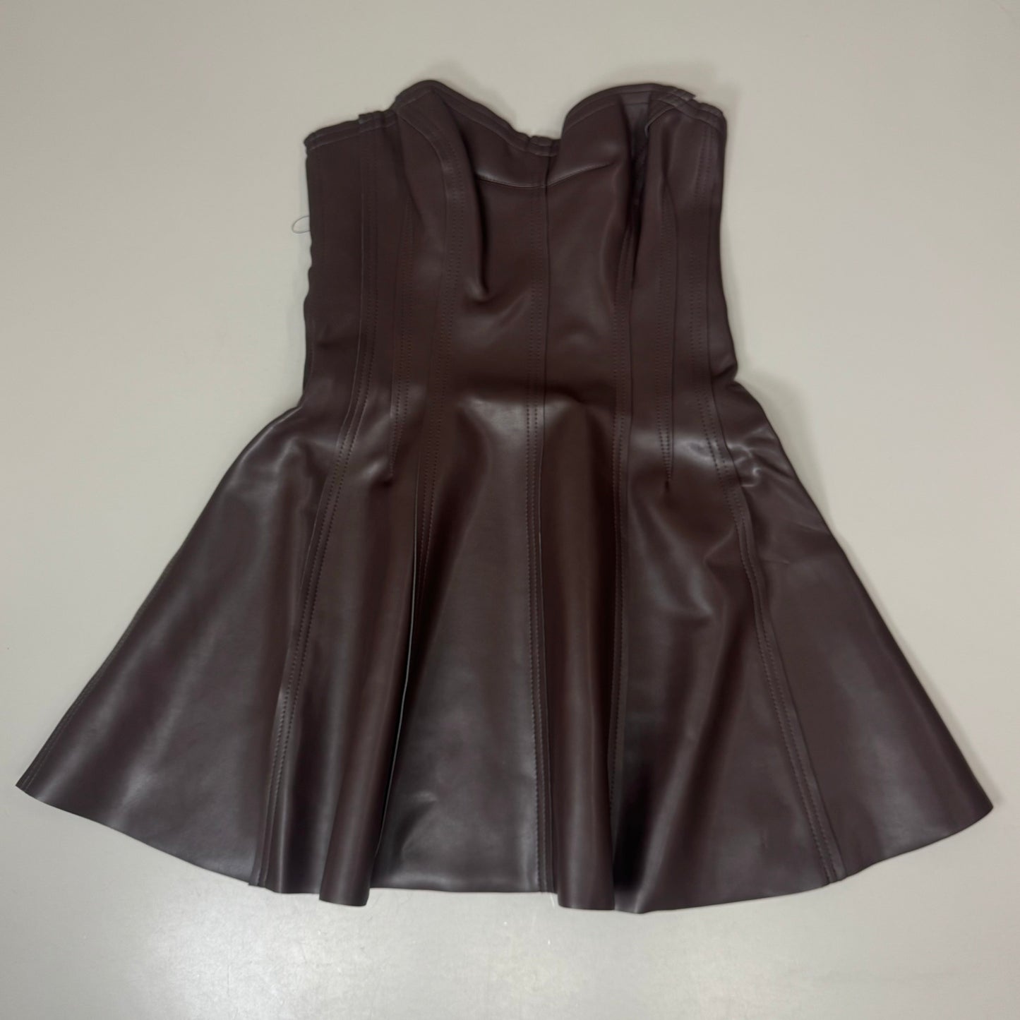 NORMA KAMALI Strapless Grace Mini Dress Unlined Women's Sz M/38 Chocolate