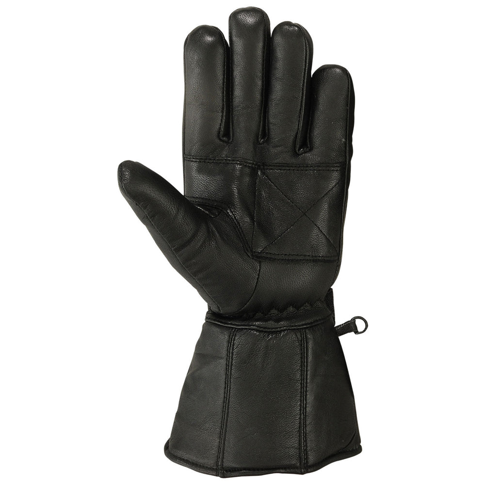 Mens Motorbike Gloves Cold Weather Motorcycle Riding Genuine Leather Black Glove-Black-XL