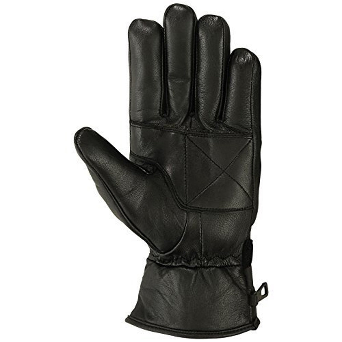 Mens Motorbike Gloves Cold Weather Motorcycle Riding Genuine Leather Black Glove-Black-Gray-S