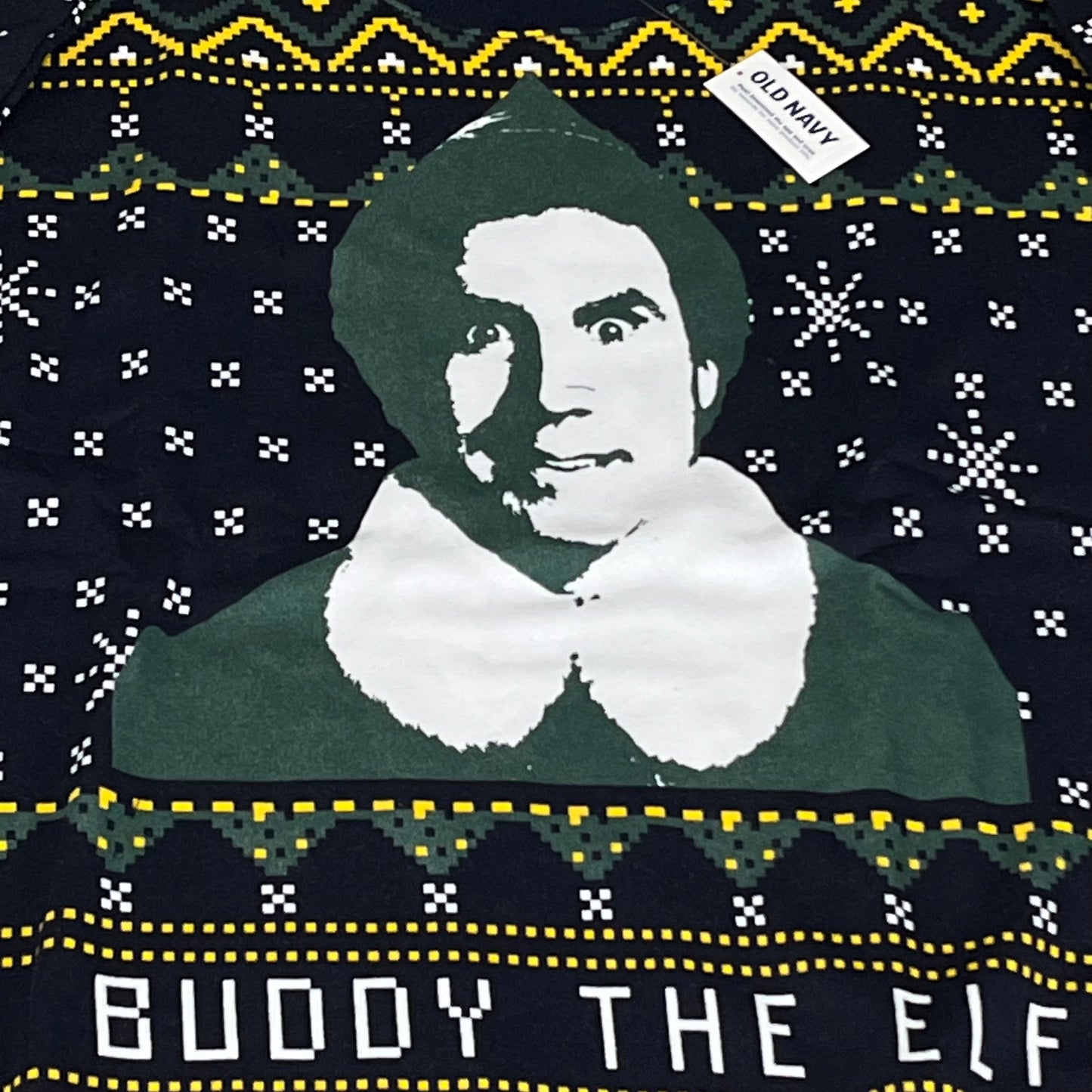 OLD NAVY Men's Christmas Holiday Buddy the Elf Crewneck Sweatshirt Sz
 XL Navy/Green 572579-00-1