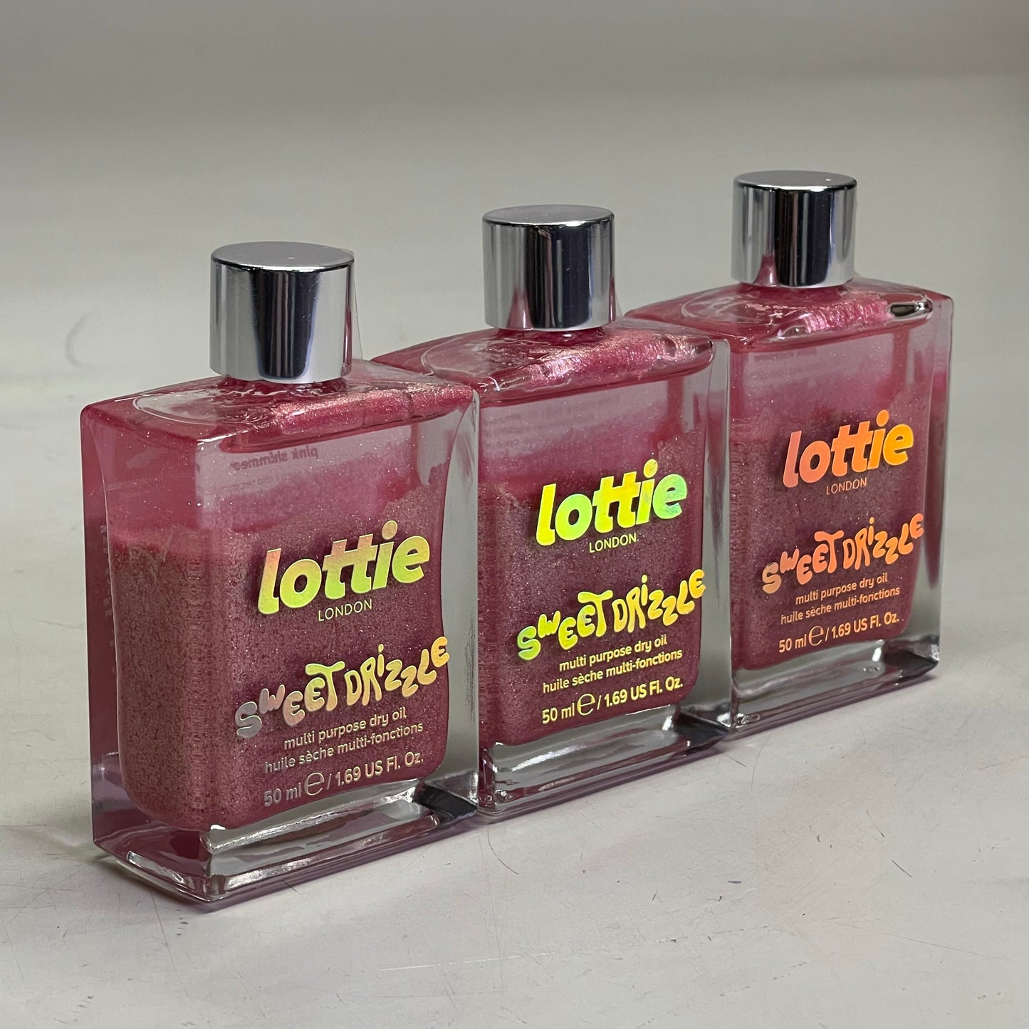 LOTTIE LONDON (3 PACK) Sweet Drizzle Body Oil 1.69 fl oz "Pink Shimmer" SPR021