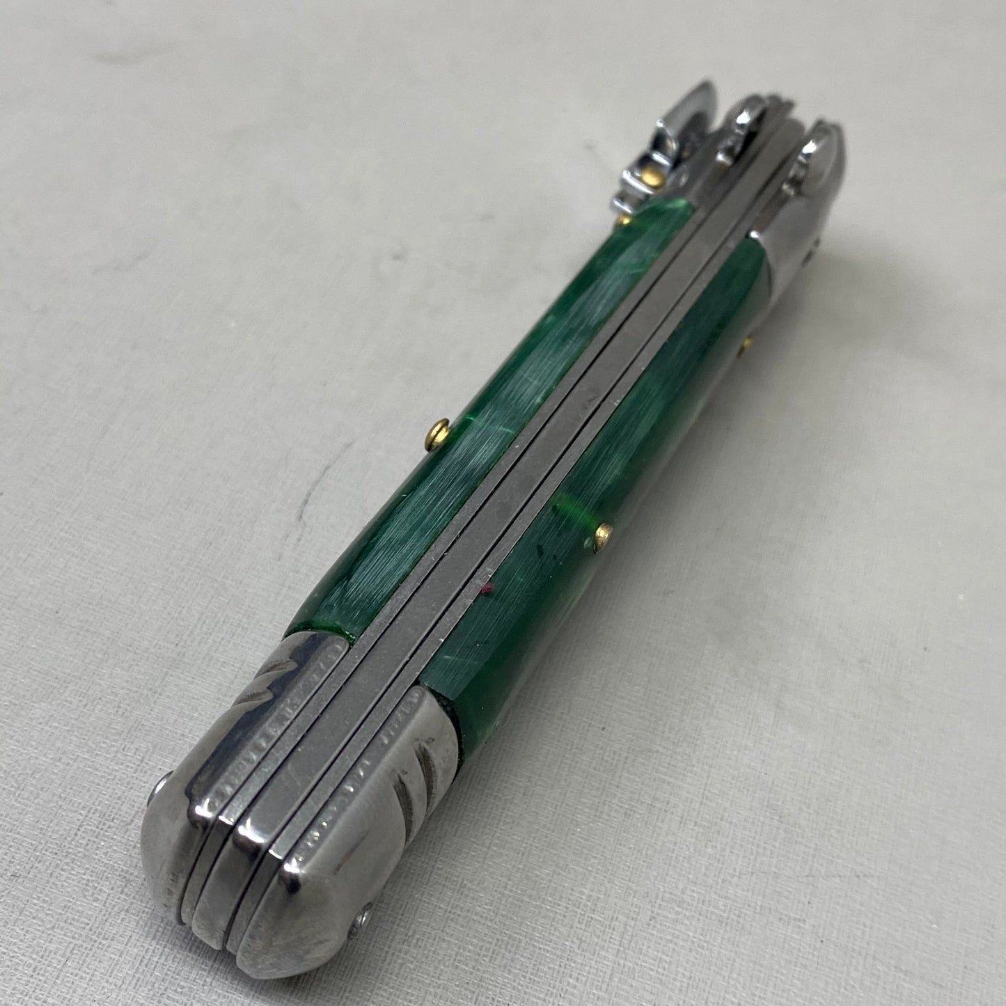 ZA@ ARMED FORCE TACTICAL Hand Crafted OTF Pocket Knife 3" Blade 7" Knife Green Marble ST-8GN