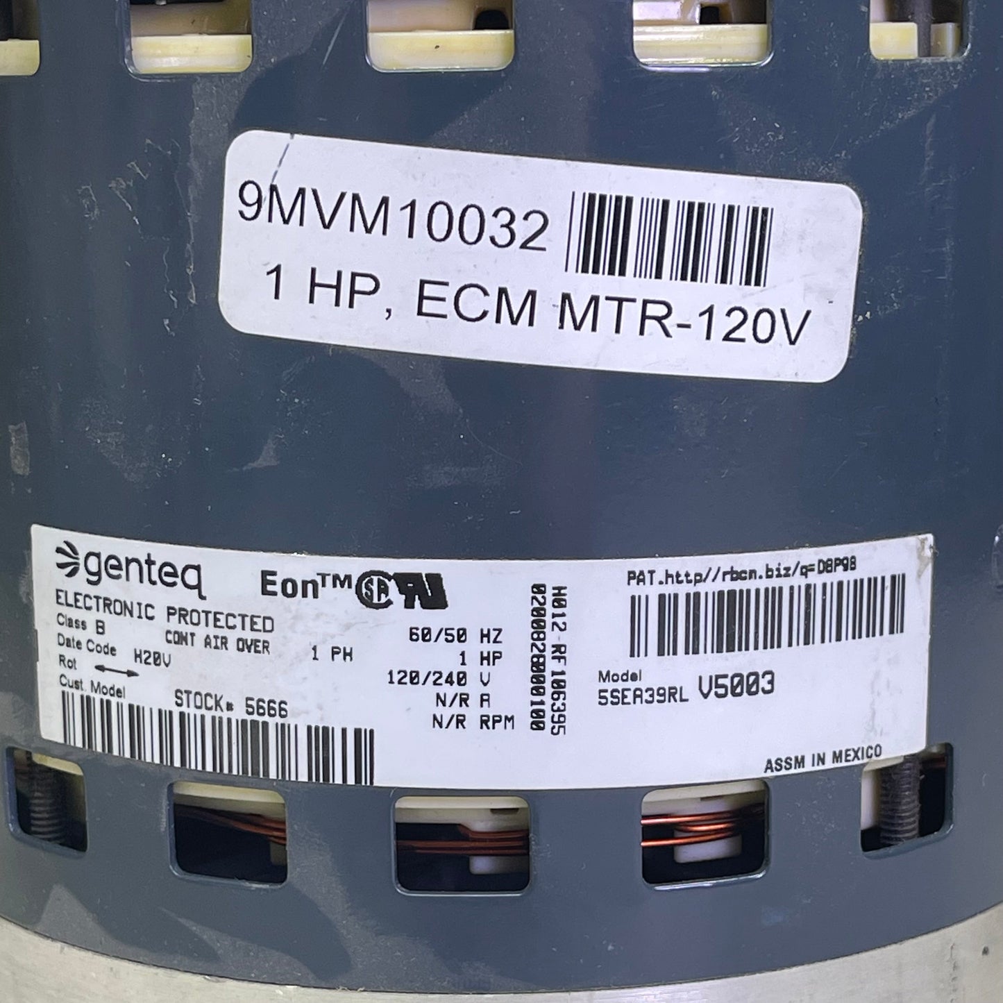 GENTEQ Drive Blower Motor 120/240V 60HZ 1PH 1HP Dark Blue & Silver 5SEA39RL V5003