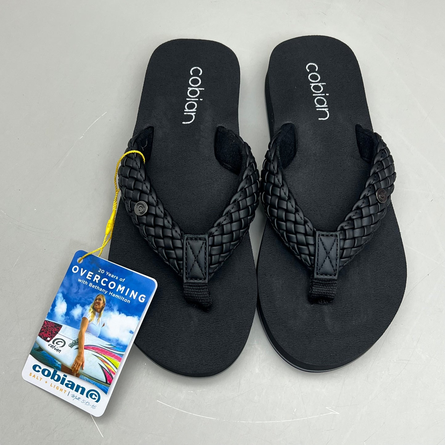 COBIAN Braided Bounce Synthetic Leather Sandals Women's Sz 6 EU 35.5  Black BRB10-001-6