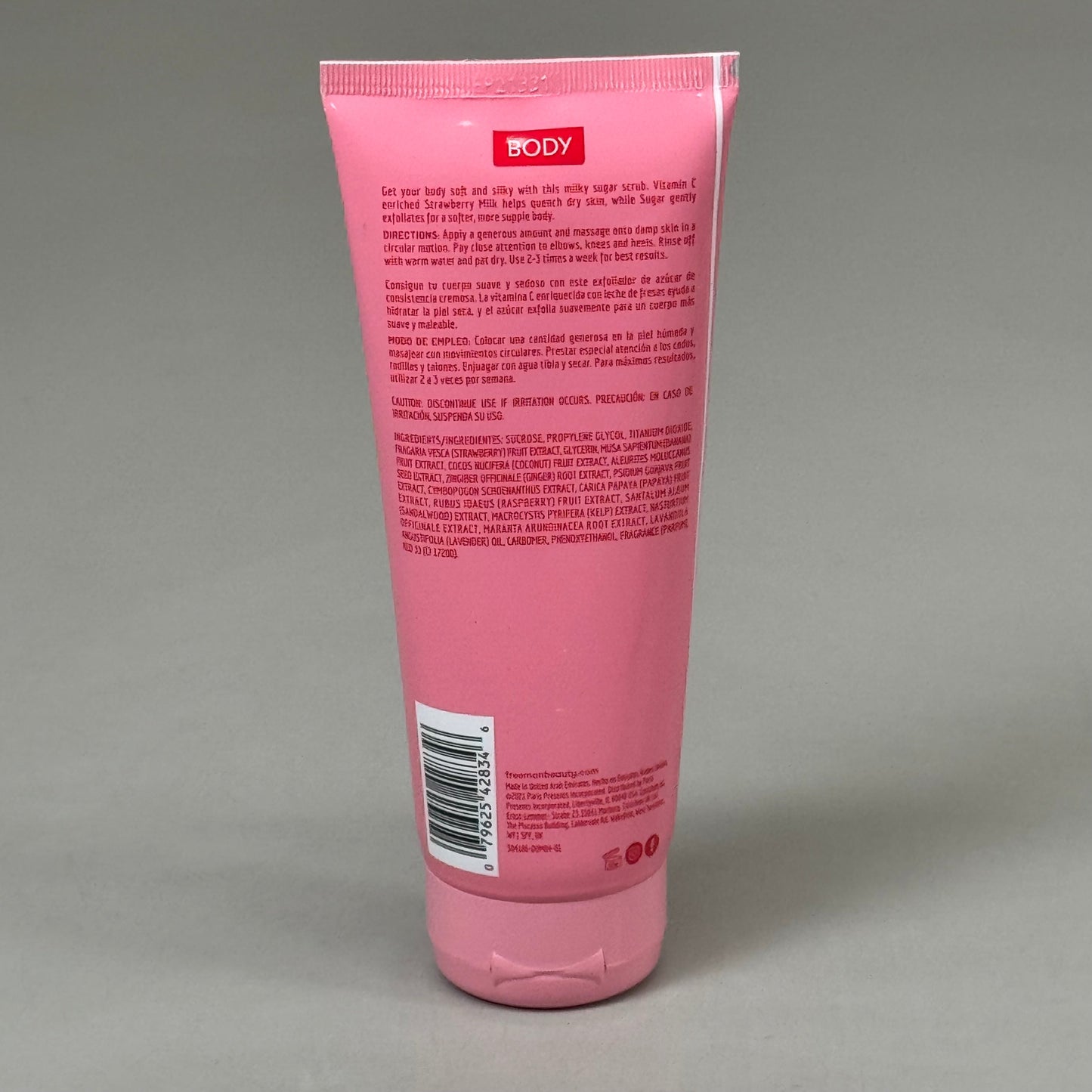 ZA@ FREEMAN (2 PACK) Hydrating Body Sugar Scrub Strawberry Milk Scent 6 fl oz