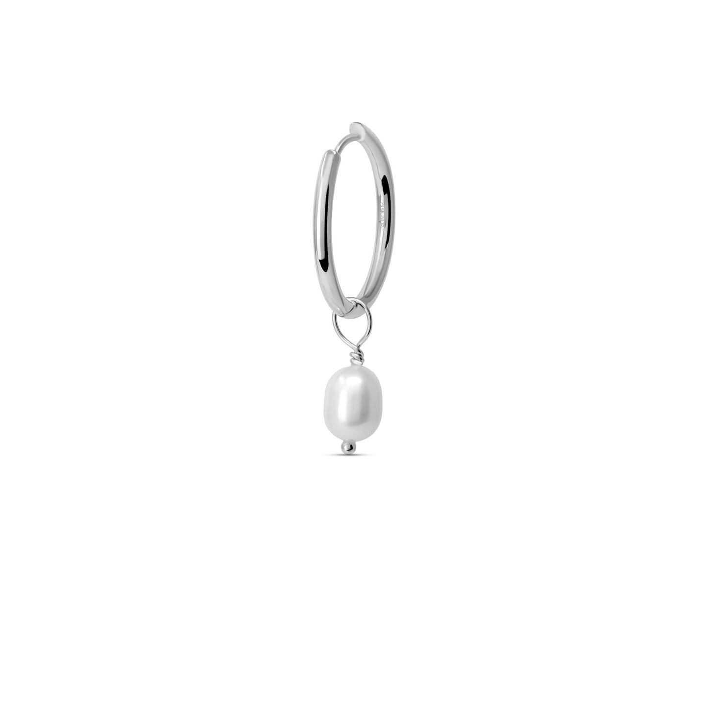 Pearl Hoops Dangle Earrings in 925 Sterling Silver