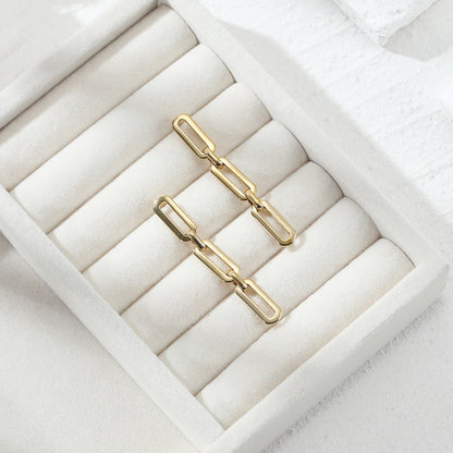 Cuba Chain Link Gold Plated Stainless Steel Earring with Gift Pouch