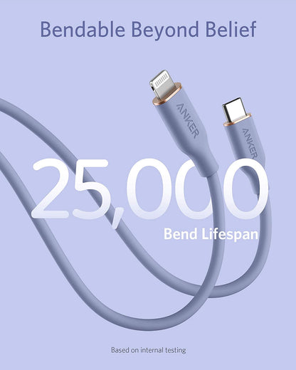 Anker <b>641</b> USB-C to Lightning Cable (Flow, 3ft Silicone)