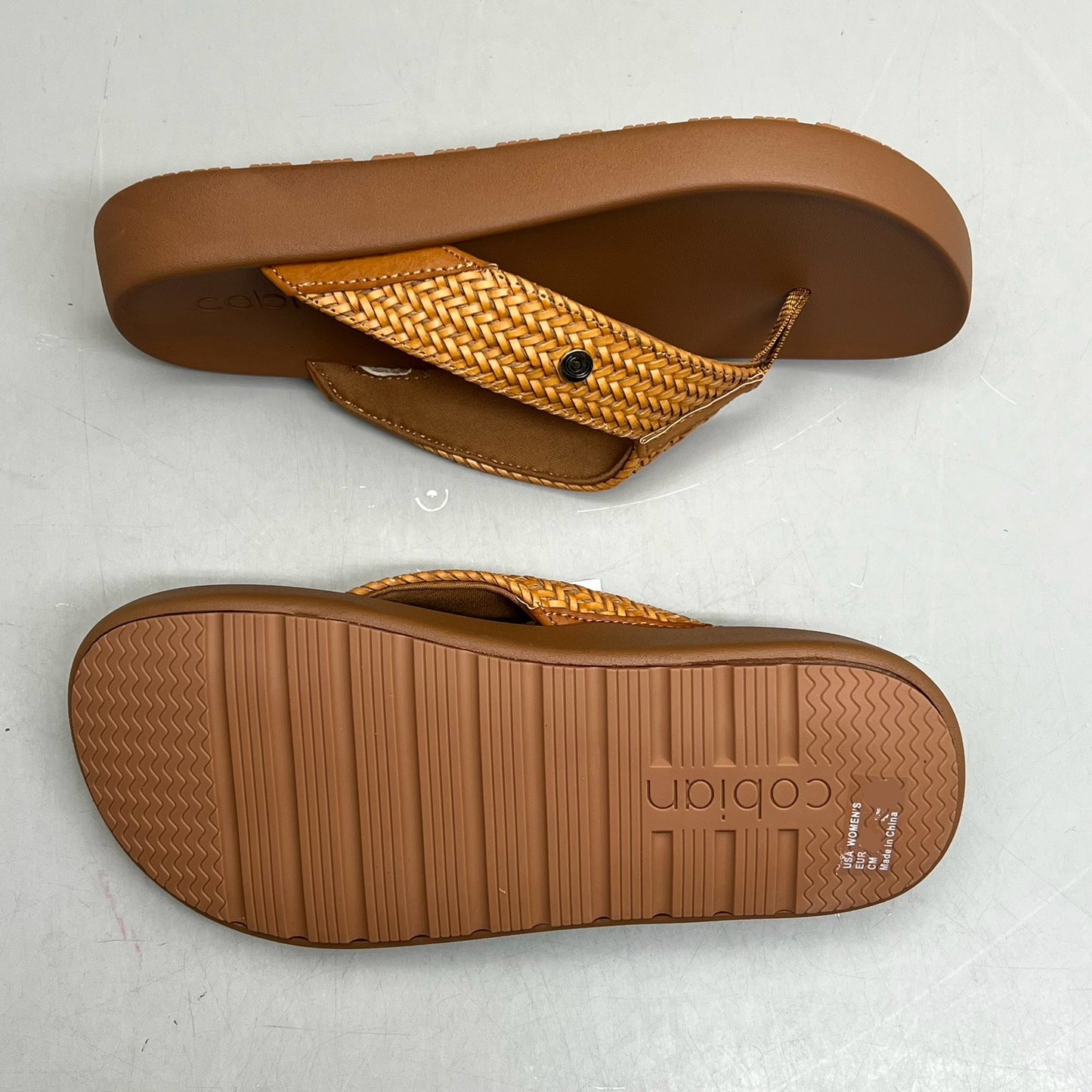 COBIAN Palmilla Braided Synthetic Leather Strap Sandals Women's Sz 10 EU 41 Tan PAL25-230-10