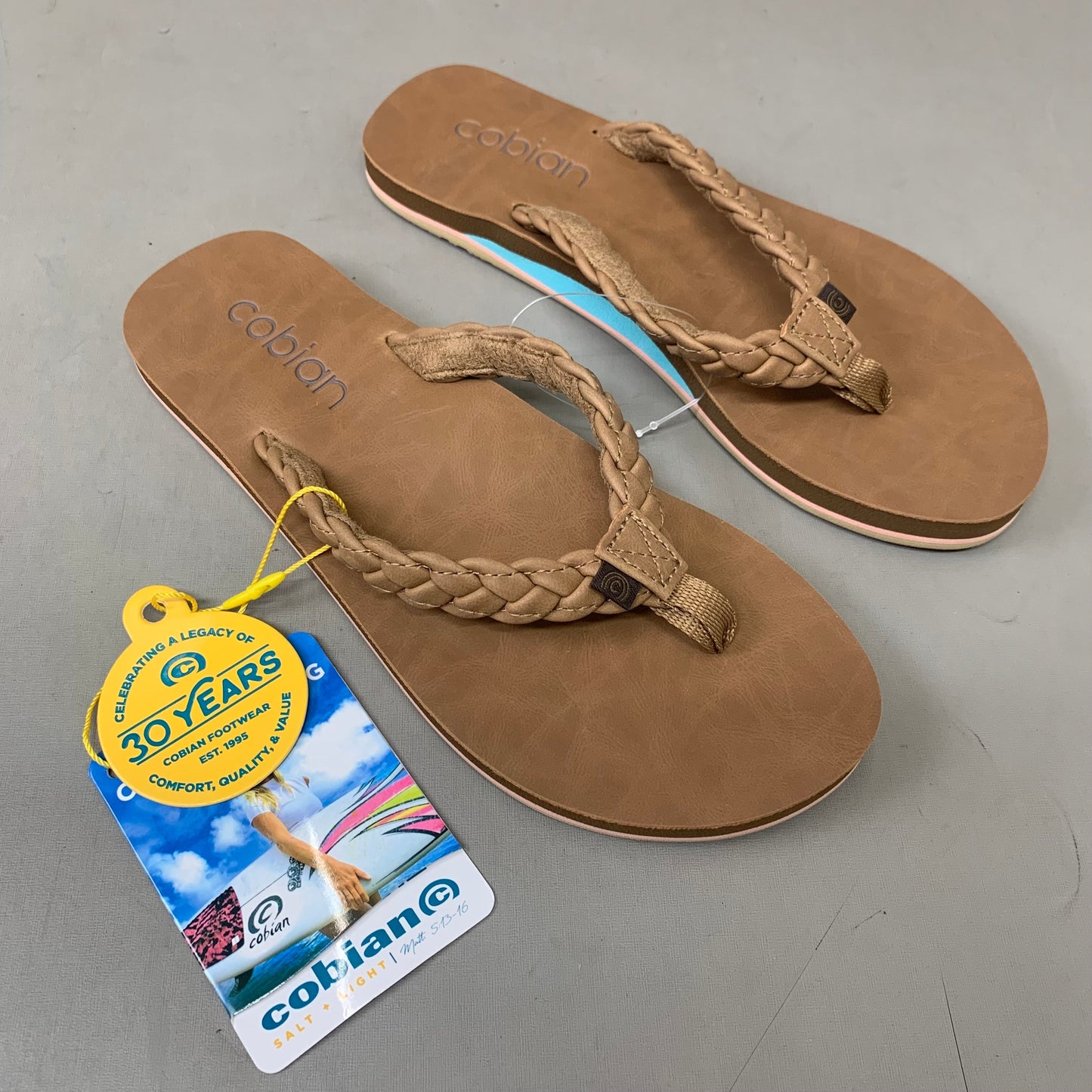COBIAN Braided Pacifica Sandals Women's SZ 7, EU 41 TAN BBP23-230-7