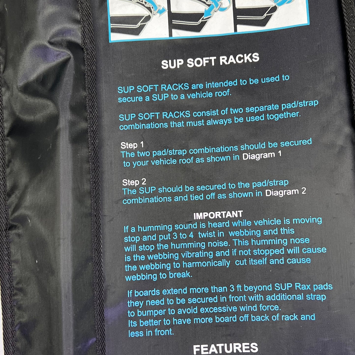 BLOCK SURF (SET OF 2) SUP / Longboard Soft Rack 33"x4.5" Black RABLS0SUPLB33KK