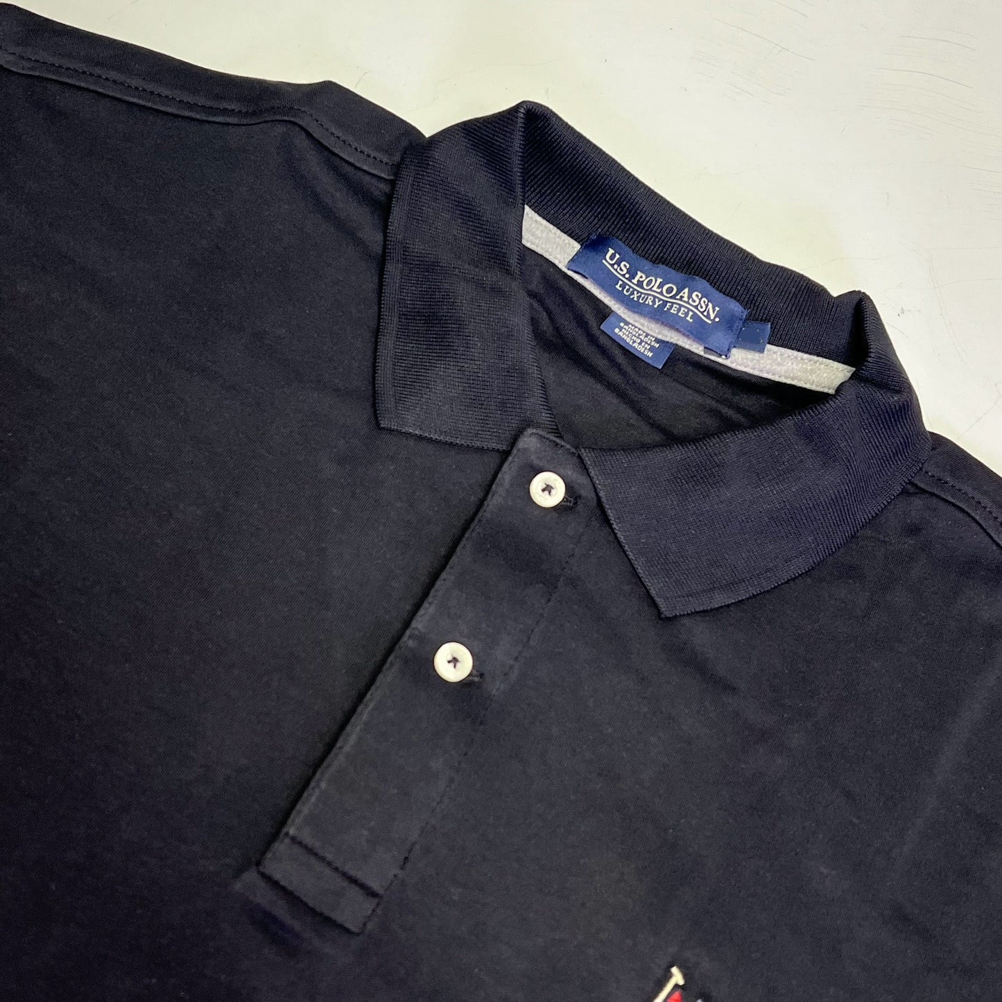 U.S. POLO Interlock Polo Shirt W/ Embroidered Logo Men's Sz XL Black 23000123