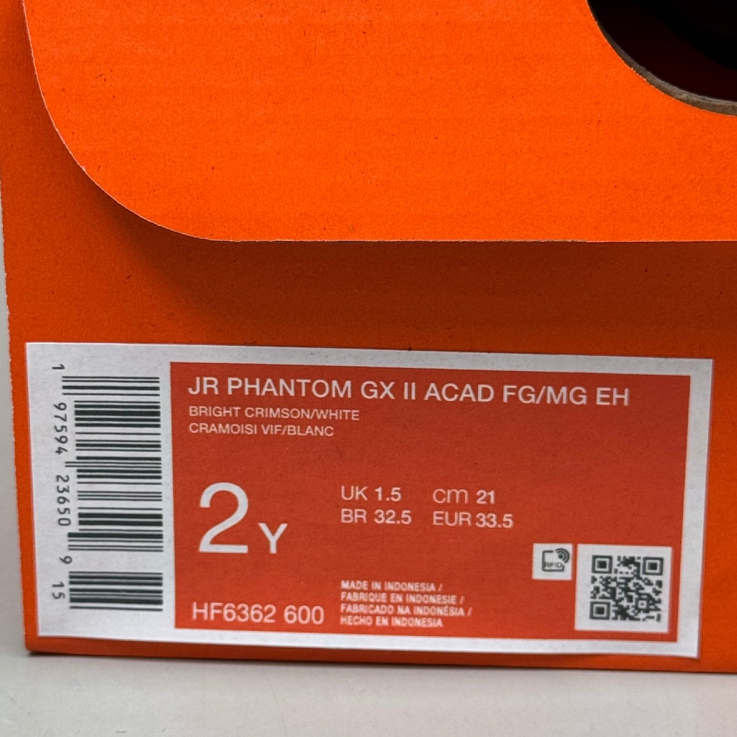NIKE Kids Shoes Cleat Phantom GX II Academy X Haaland FG/MG Sz 2y Bright Crimson As-is