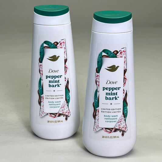 DOVE (2 PACK) Pepper Mint Bark Body Wash 20 fl oz White