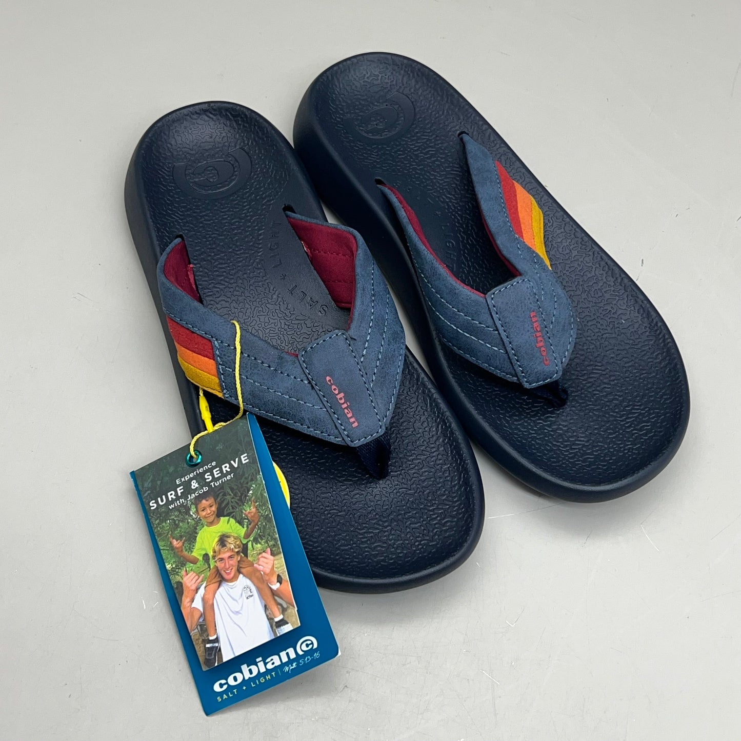 COBIAN Kandui Synthetic Leather Strap Sandals Men's Sz 8, EU 39.5 Navy KAN25-410-8