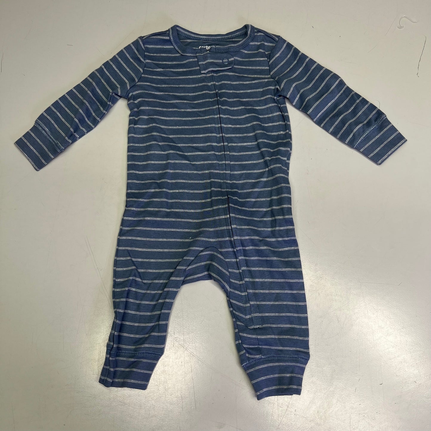 CARTERS (SET OF 2) Soft Farmhouse Pattern One Body Suit Baby Boy Sz 3M Blue/White