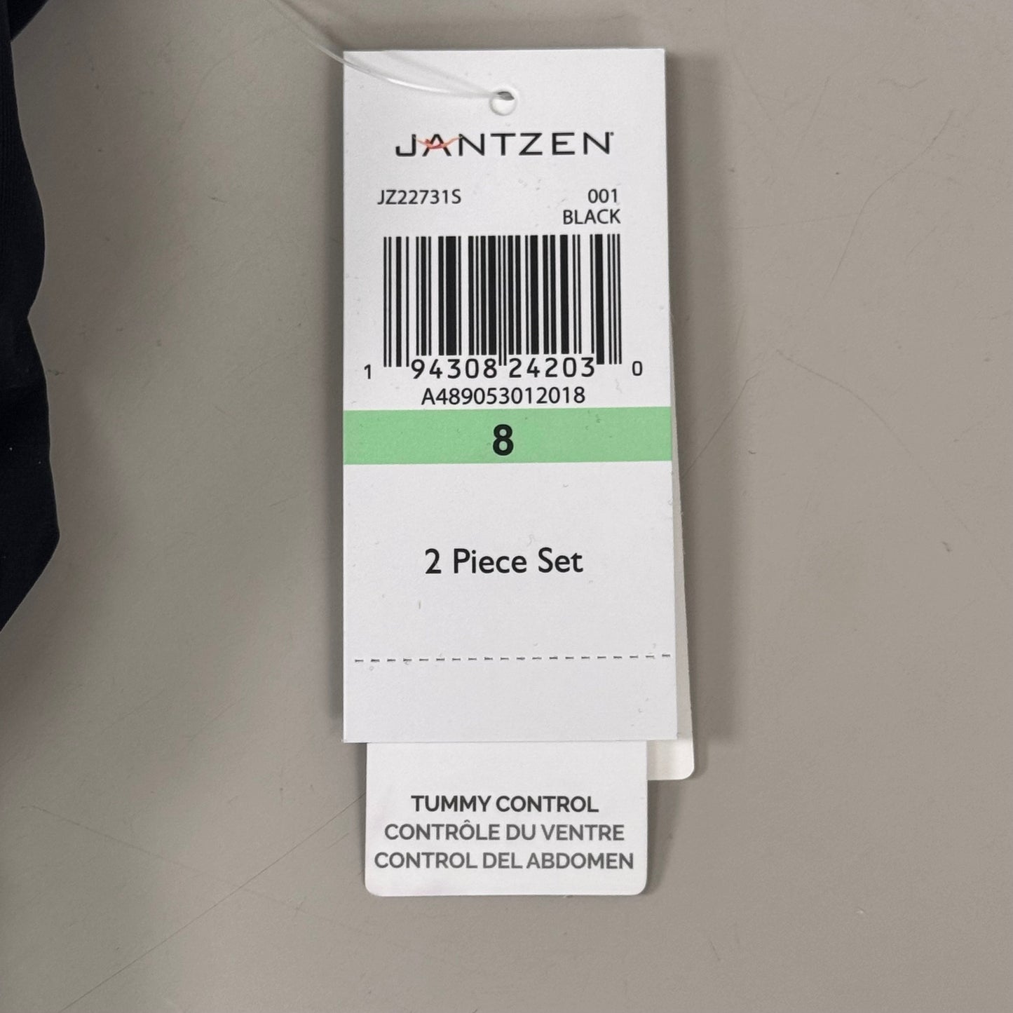 JANTZEN Womens Bathing Suit Women's Black Tankini Sz-8 JZ22731S