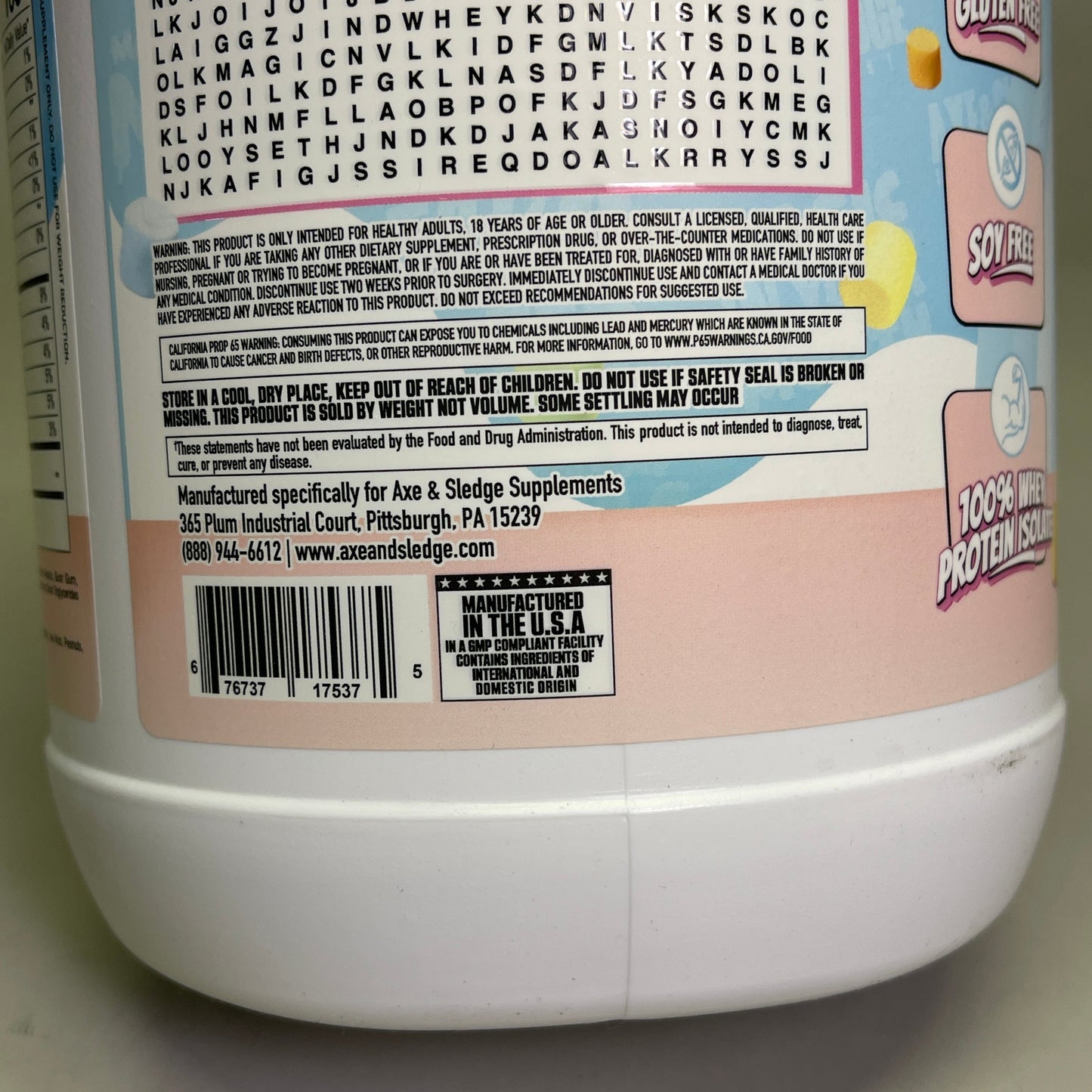 ZA@ AXE & SLEDGE Farm Fed 25G 100%Whey Protein Marshmallow Milk 28 Servings BB 04/26