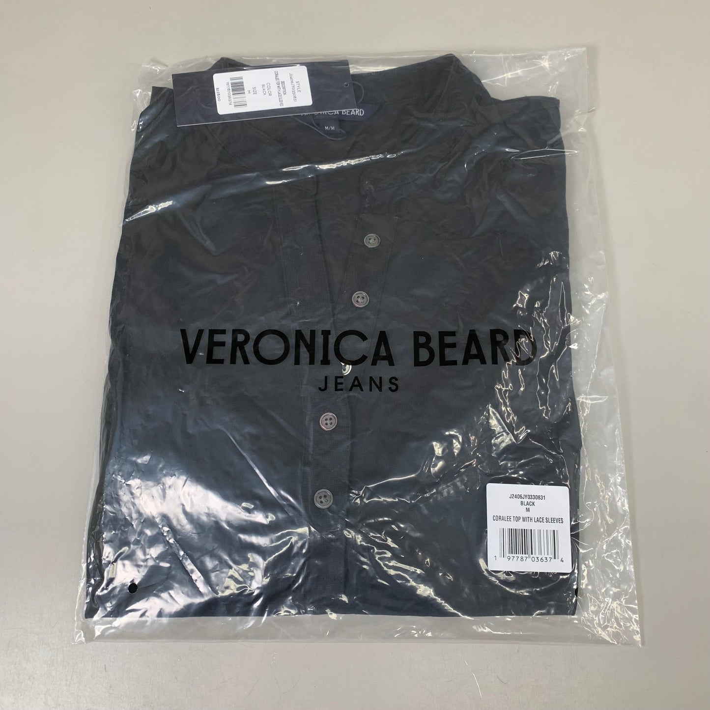 VERONICA BEARD Jeans Women's Coralee Top Lace Sleeves Sz-M Black J2406JY0330831