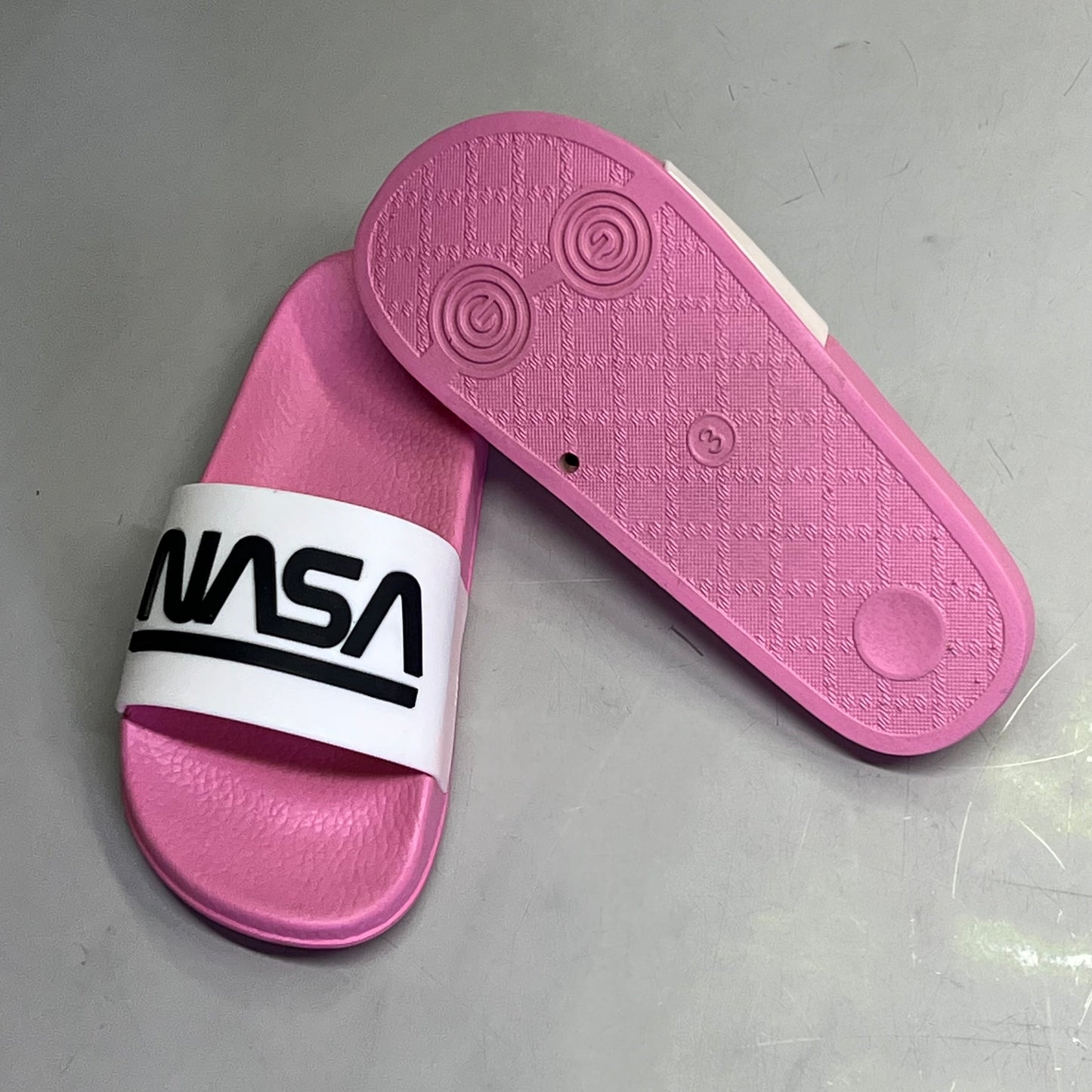 NASA Lightweight Slip-On Crater-G Sandal Slide Girl's Sz 13M Pink/White NS202526