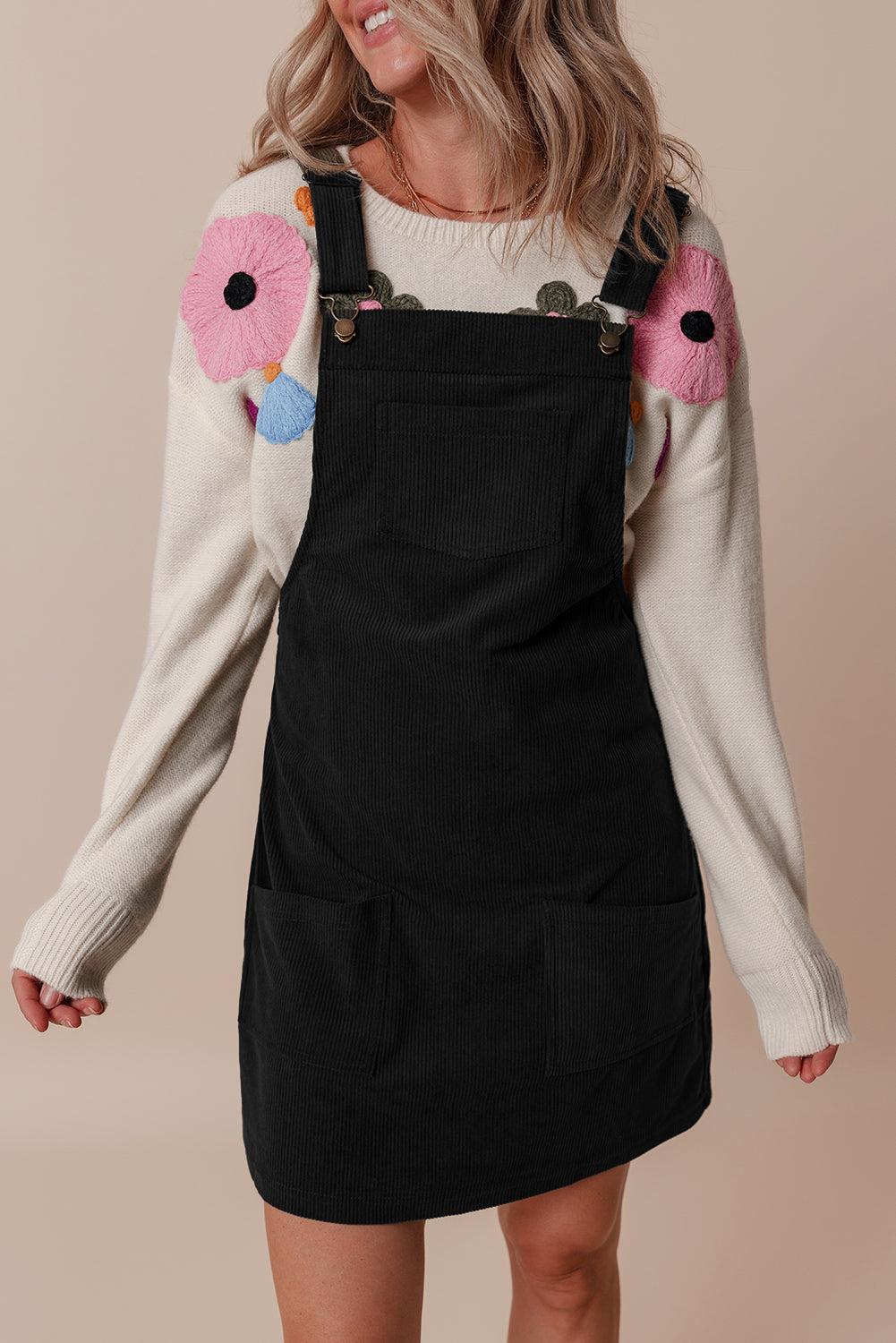 Alexis Front Pockets Corduroy Overall Dress.