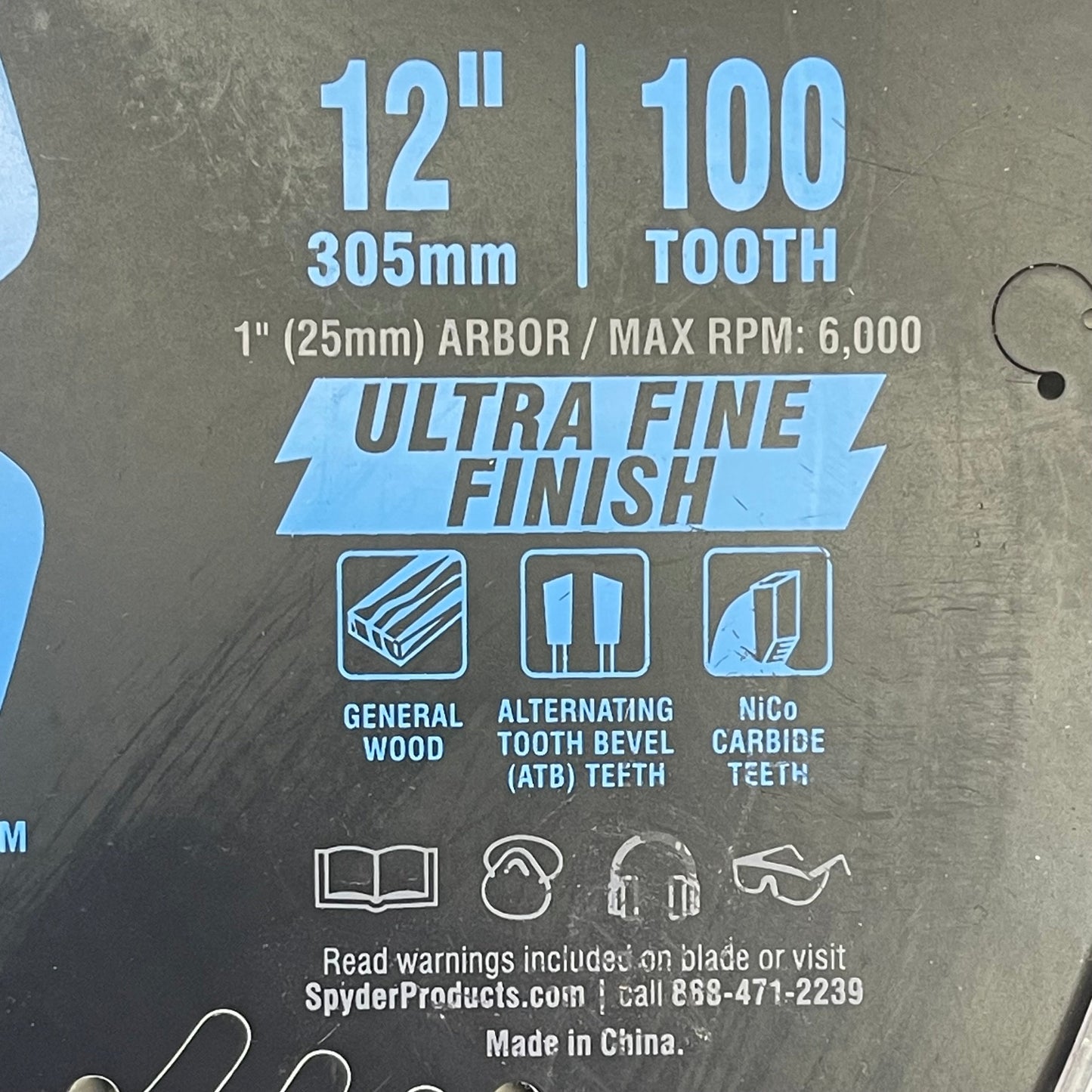 SPYDER Tarantula Ultra Fine Finish Circular Saw Blade 100-Tooth, 12" Black 13027