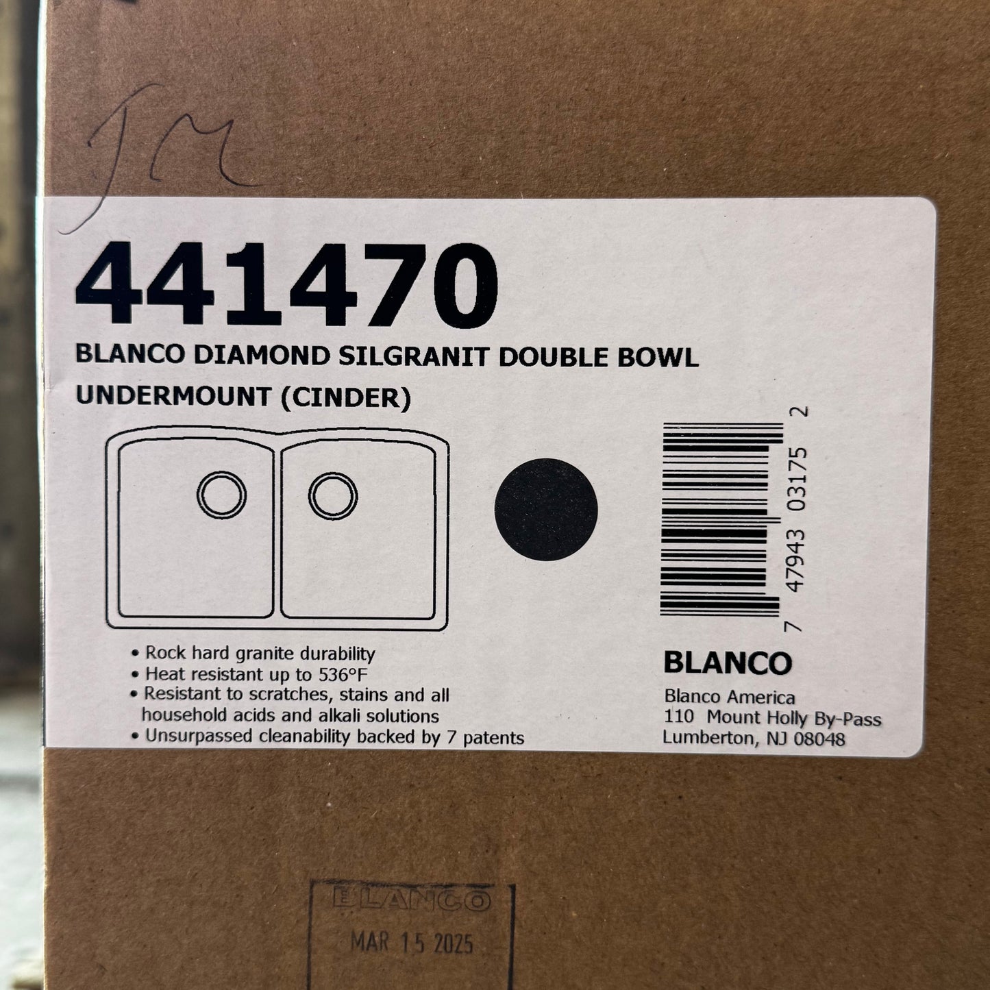 BLANCO Diamond Silgranit Double Bowl Under-mount (Cinder) 32" 441470