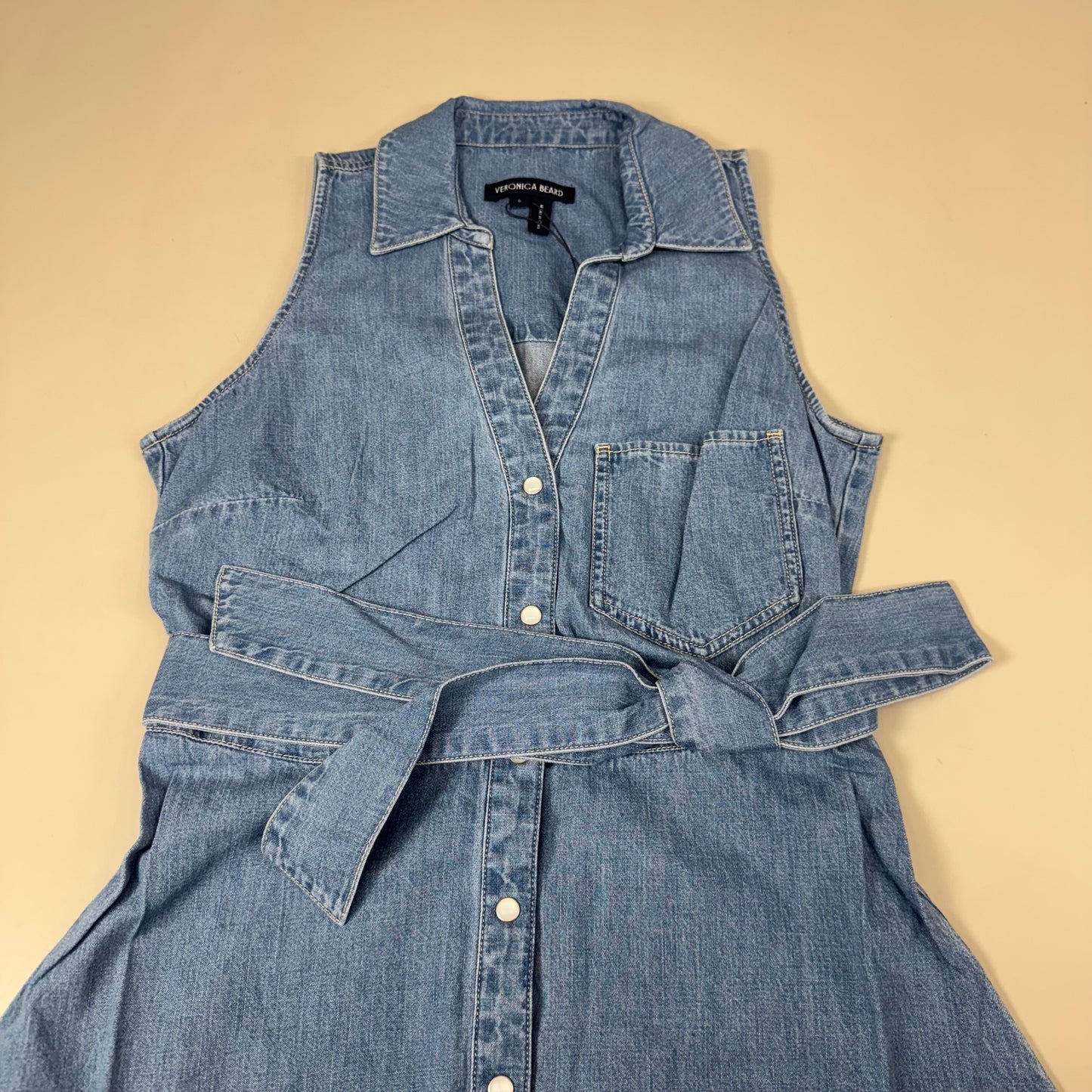 VERONICA BEARD Jeans Edwina Sleeveless Midi Dress Sz-6 Iceberg J24067101287IC