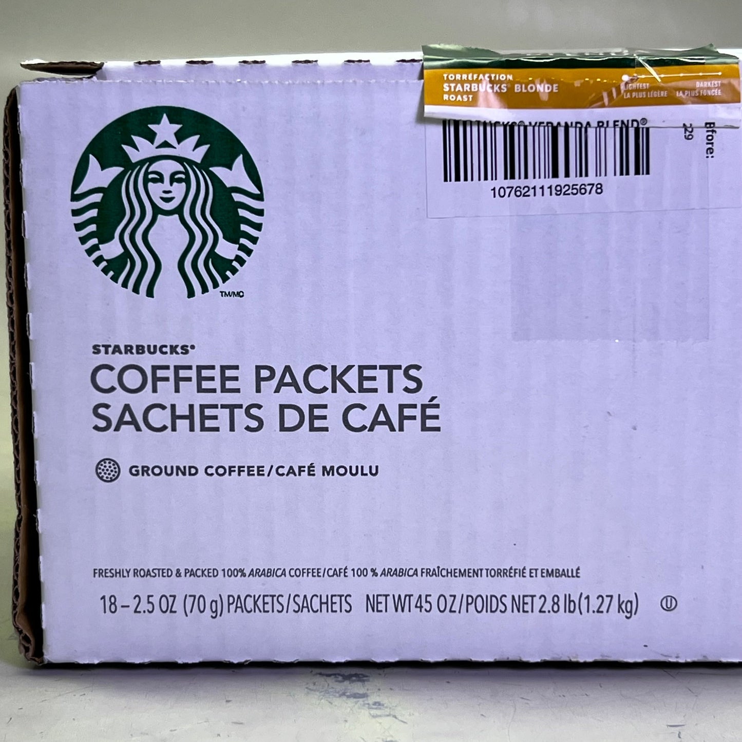 STARBUCKS (18 PACK) Veranda Blend Ground Coffee, Blonde Roas 2.5 oz Green 11137306 BB 12/25