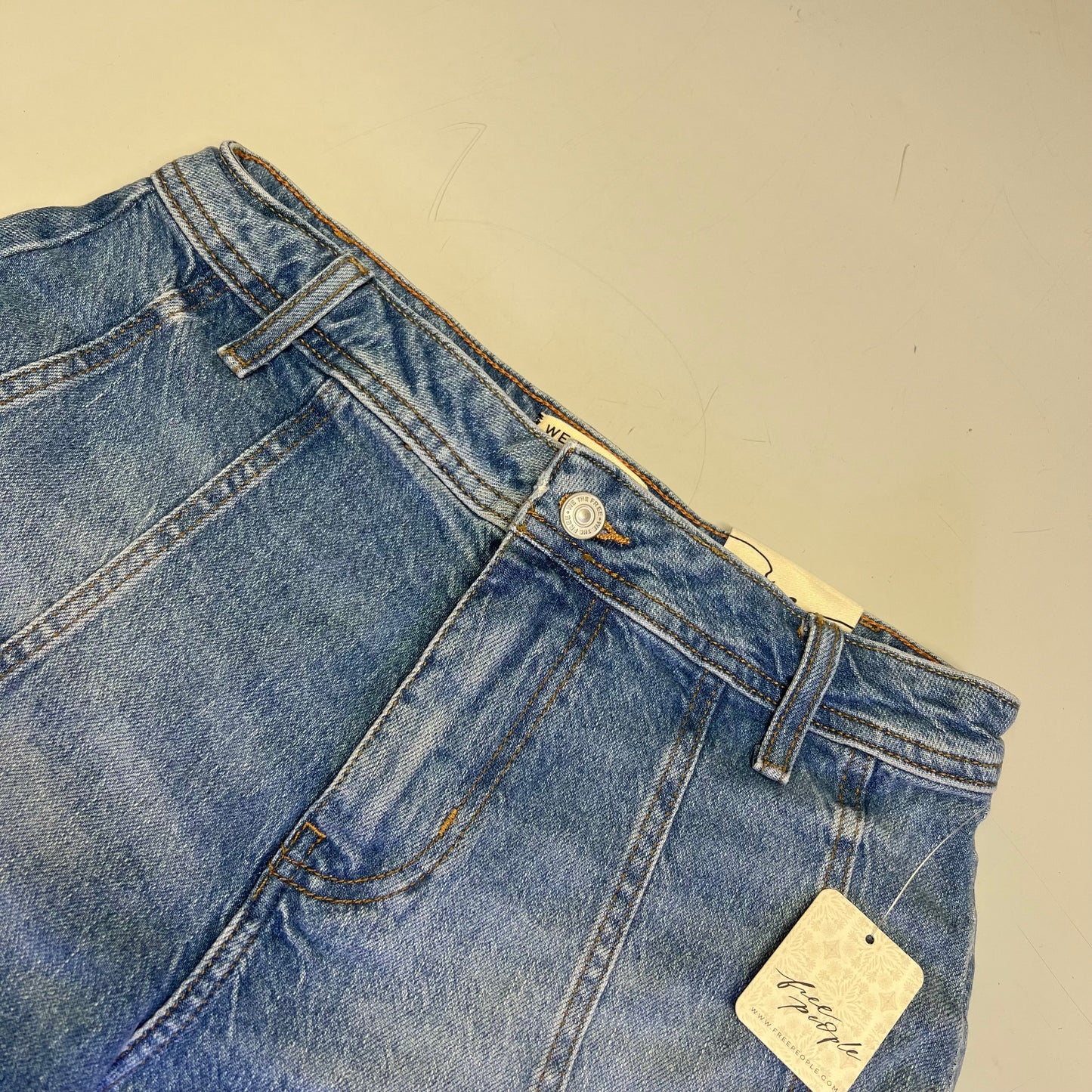 FREE PEOPLE CRVY Mona High-Rise Shorts  Women's Sz 28 Power Trip Blue 931600