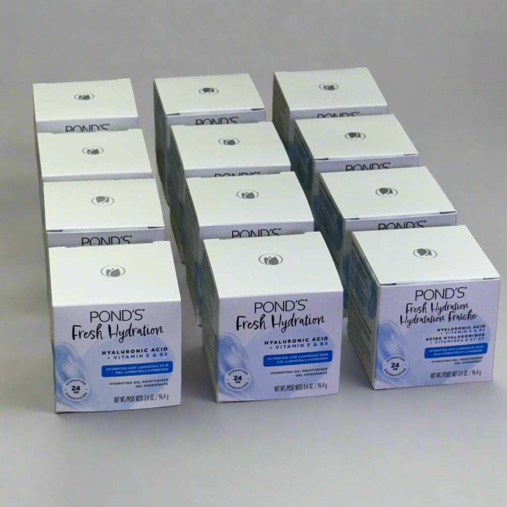 ZA@ POND'S (12 PACK) Hyaluronic Acid, Vitamin E & B3 Gel Face Moisturizer For All Skin Types 3.4 oz White I