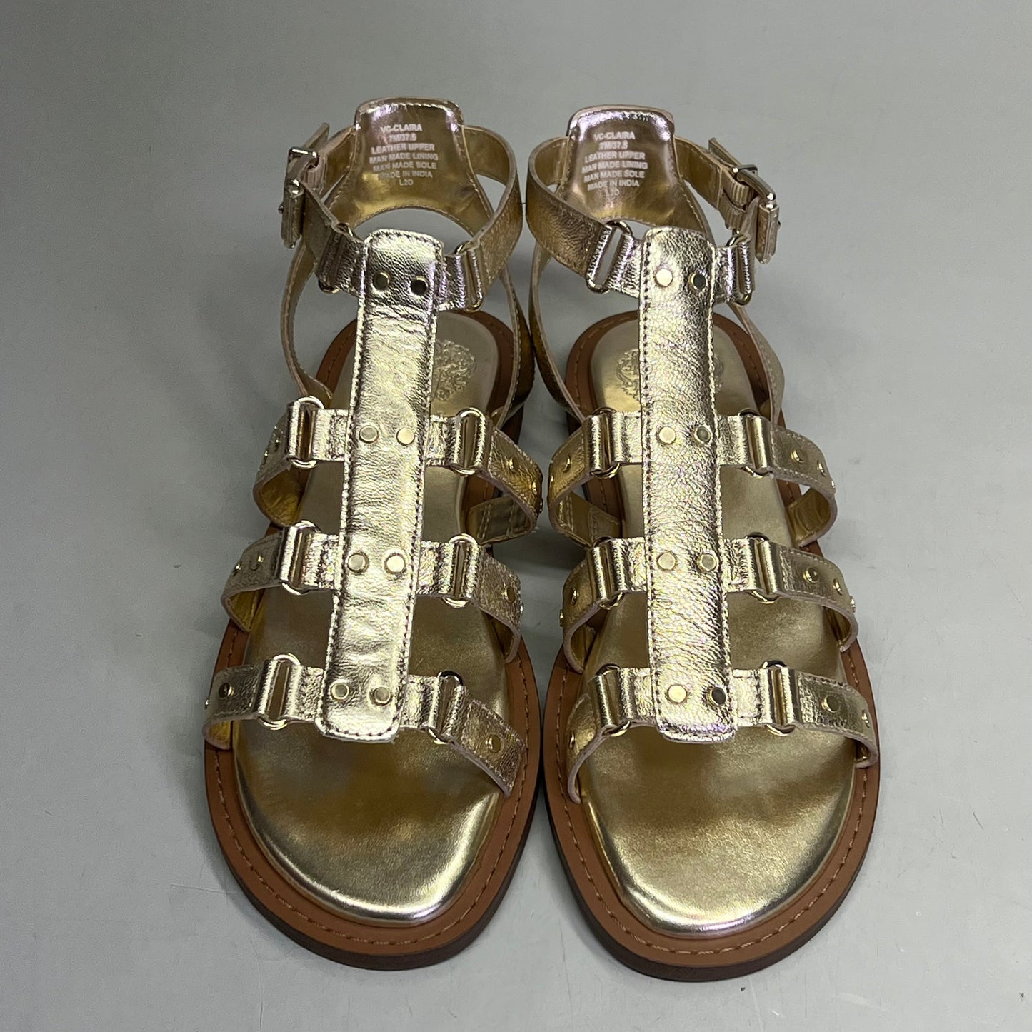 VINCE CAMUTO Leather Studded Gladiator Sandals Women's Sz 7M Egyptian Gold