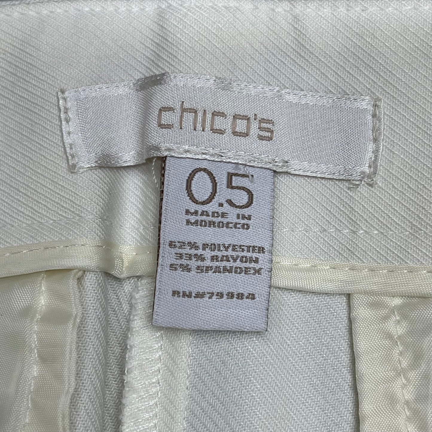 CHICOS Lightweight Straight Wide Leg Pants Women's Sz 0.5 White/Crème