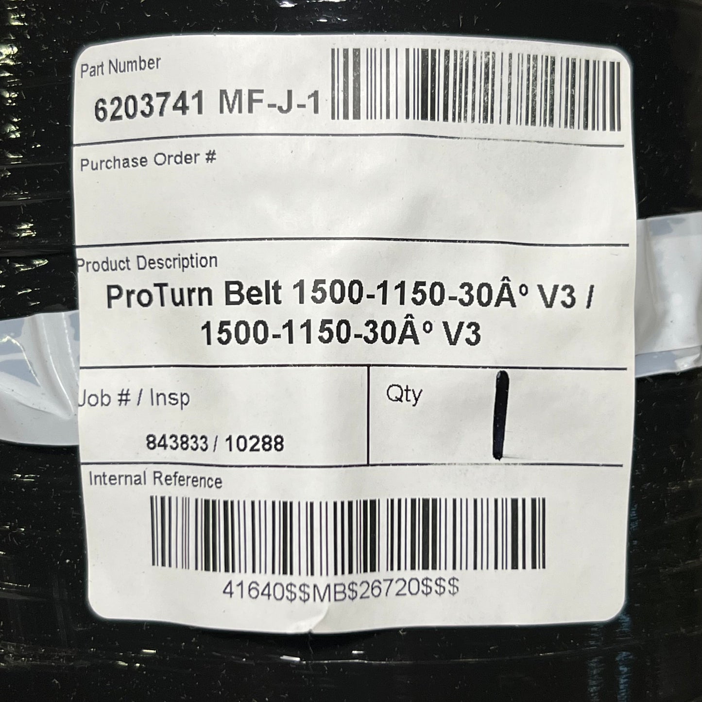 ProTurn Belt 1500-1150 Sz 15 5/8 X 15 5/8 X 26, Black 6203741 MF-J-1