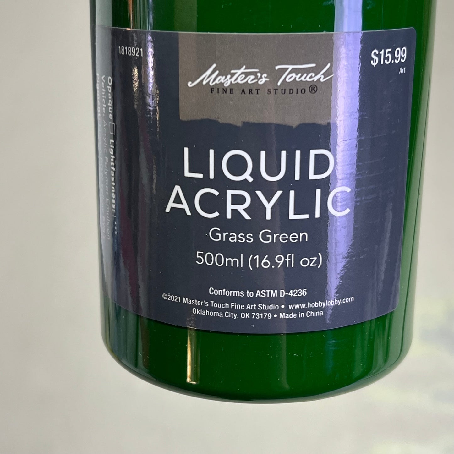 MASTERS TOUCH (2 PACK) Liquid Acrylic Artist Paint 16.9fl oz Grass Green 1818921